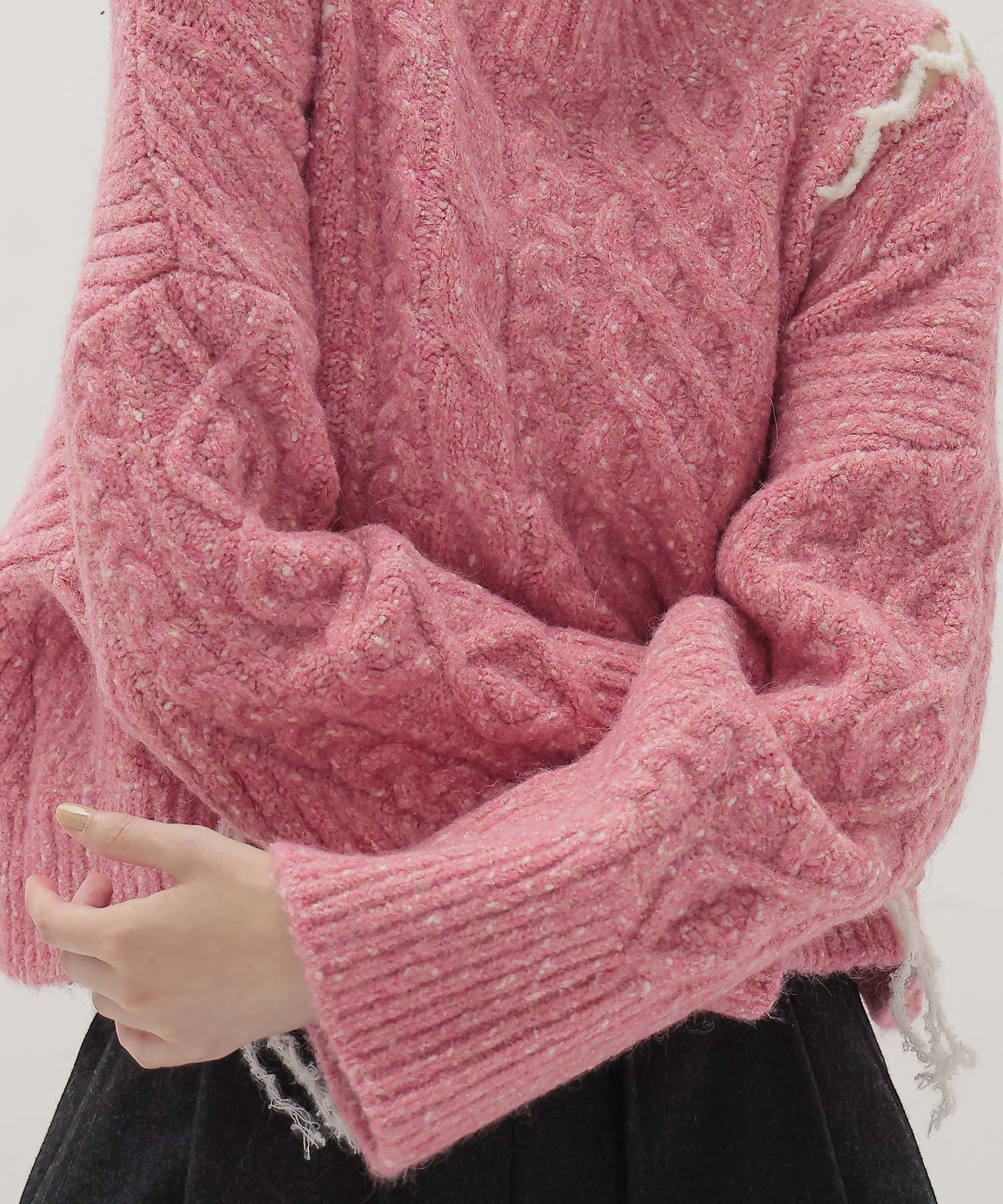 mix cable melange knit