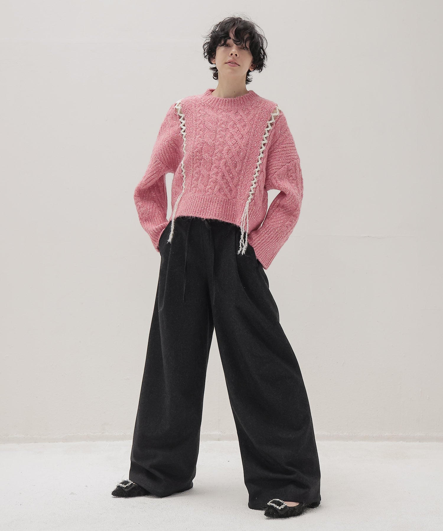 mix cable melange knit