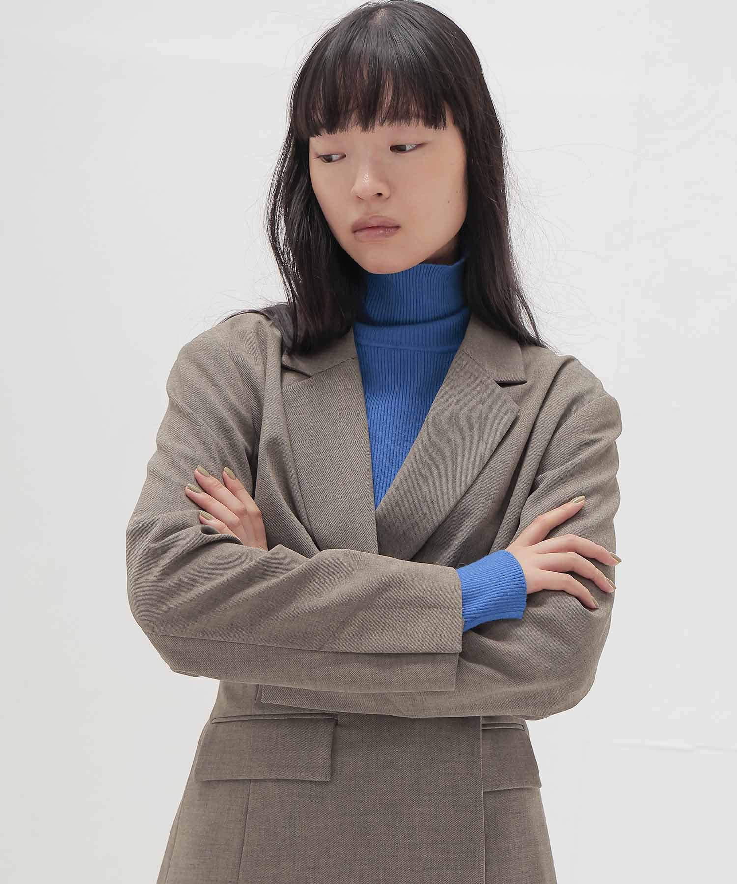 cutout rib turtleneck pull