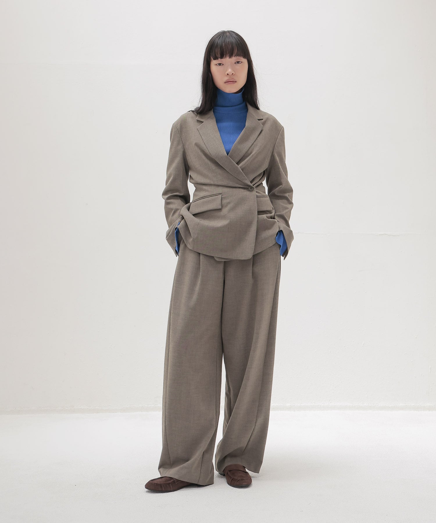cutout rib turtleneck pull