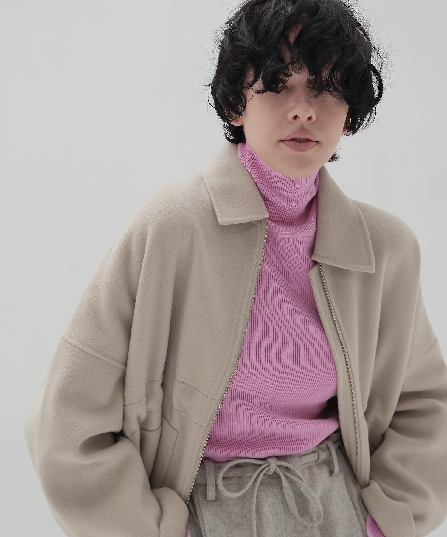 cutout rib turtleneck pull