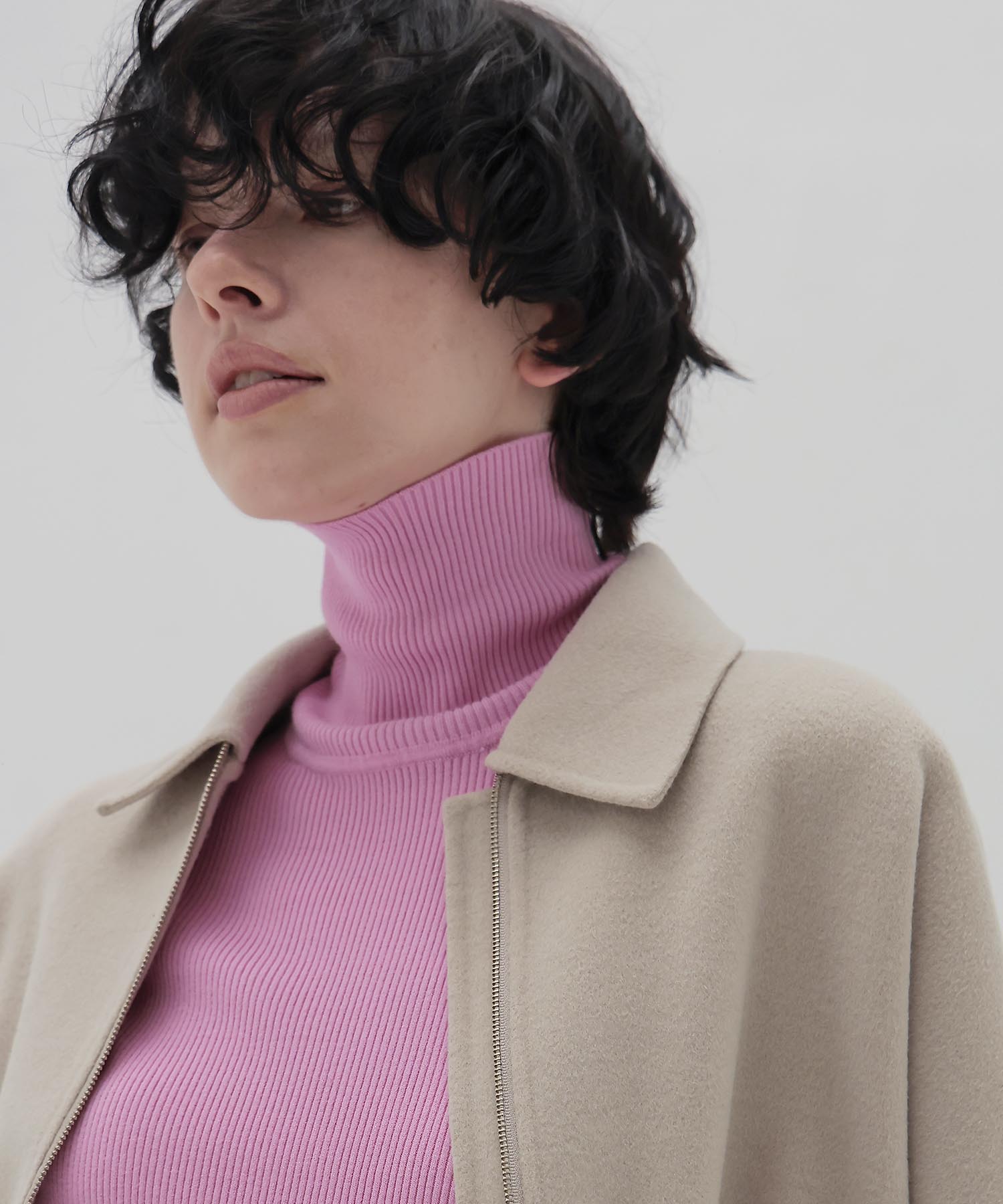 cutout rib turtleneck pull