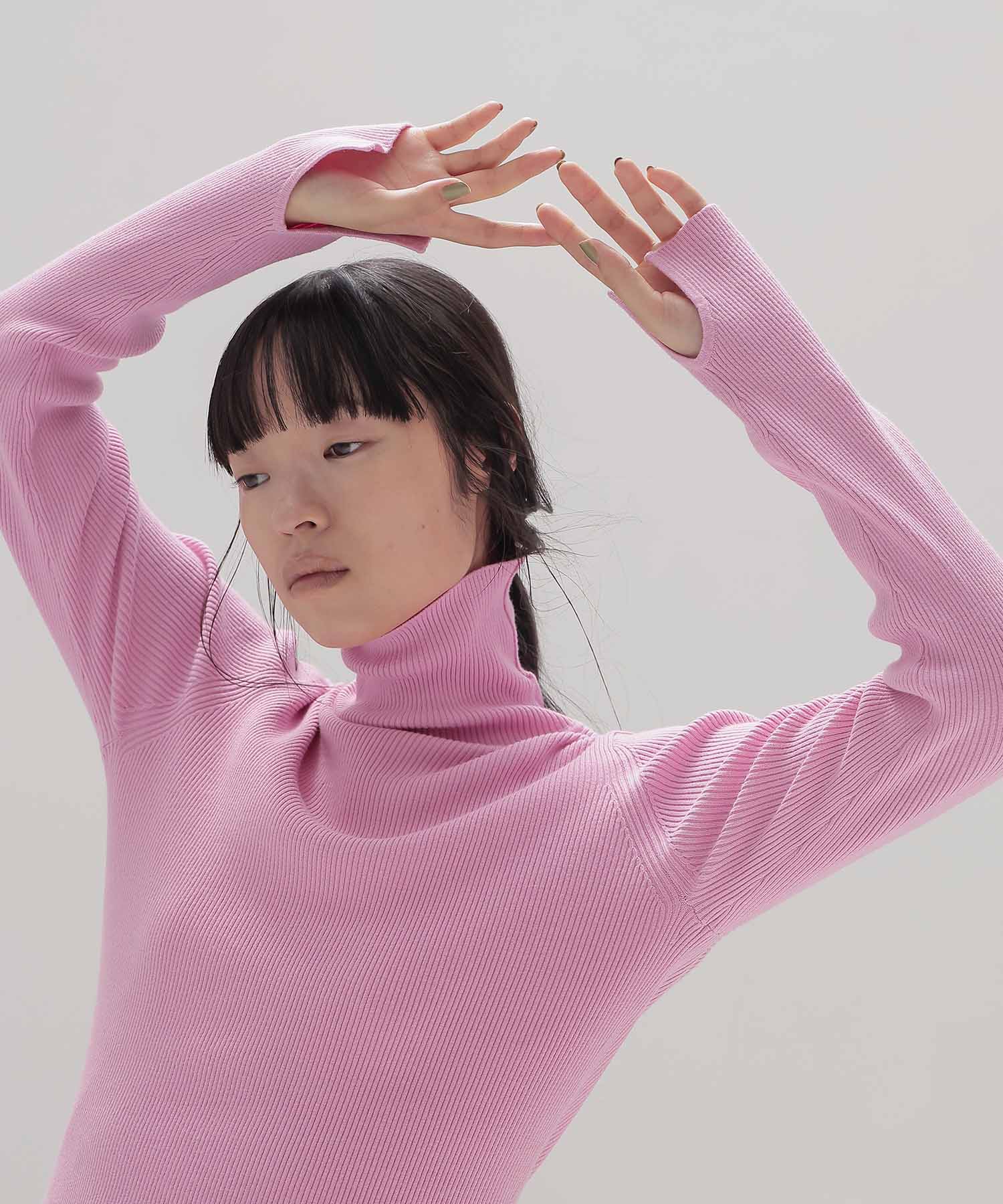 cutout rib turtleneck pull