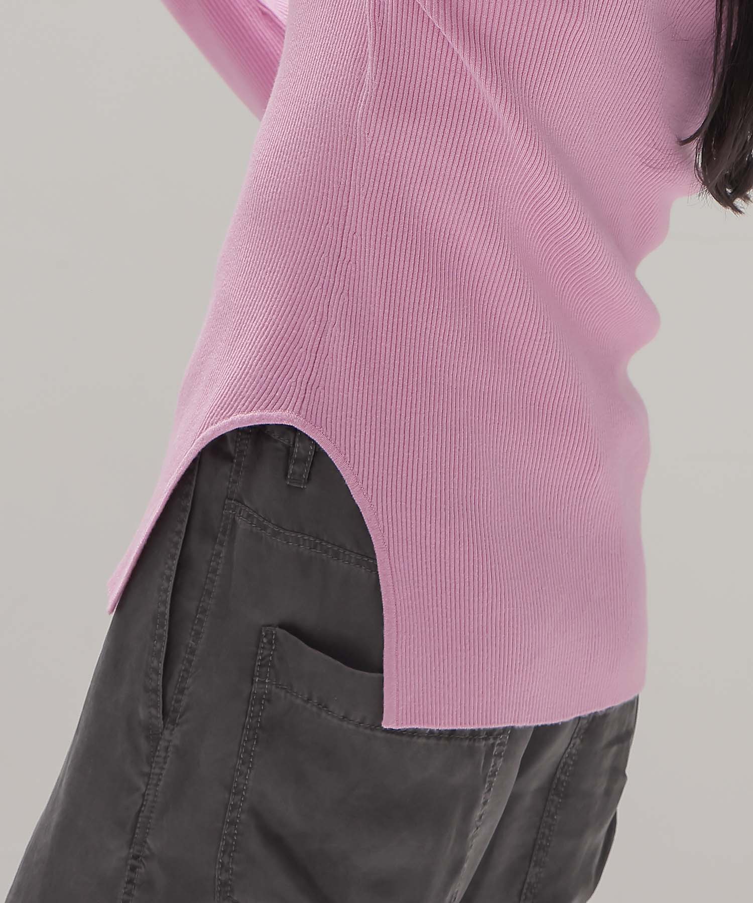 cutout rib turtleneck pull