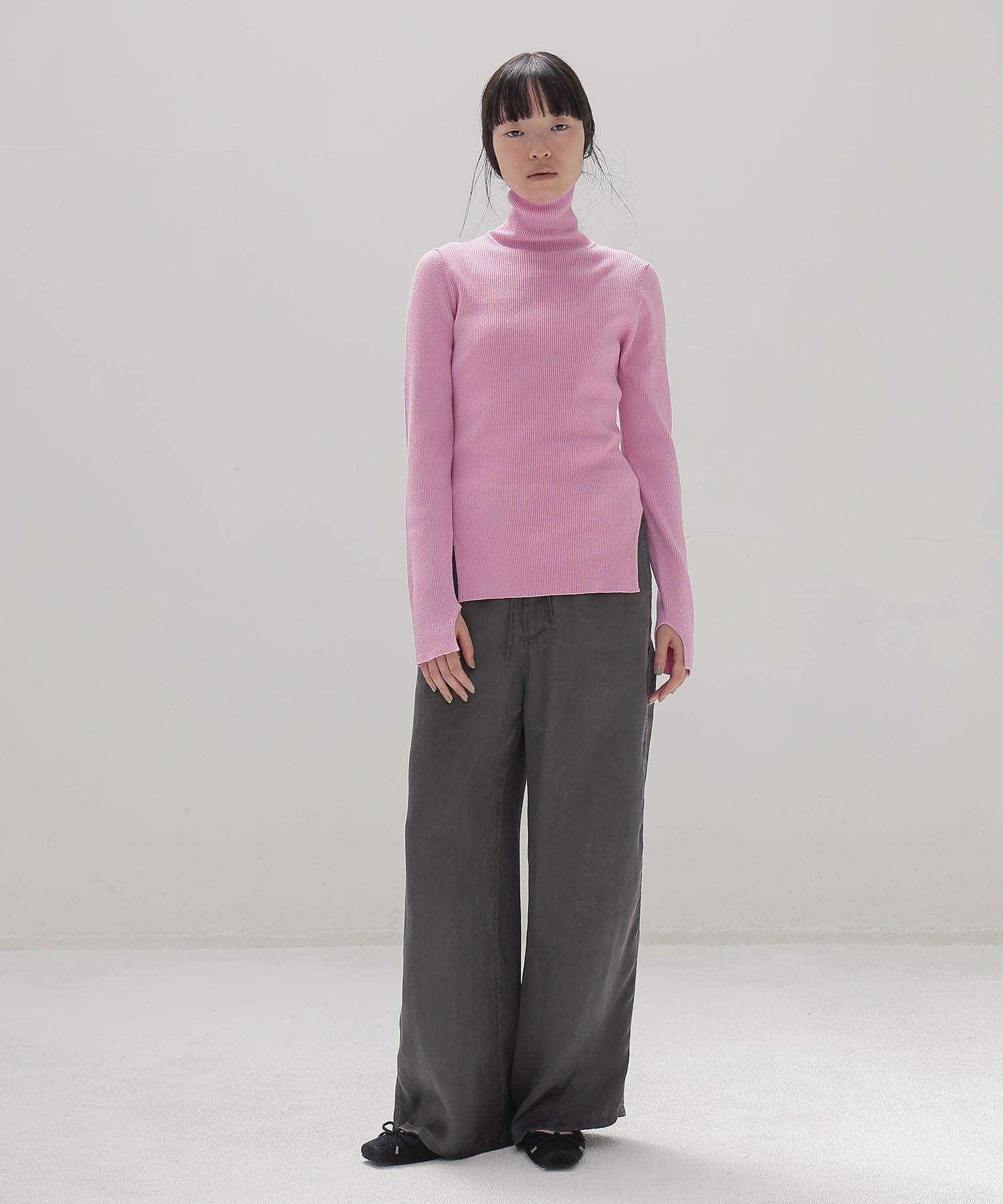 cutout rib turtleneck pull