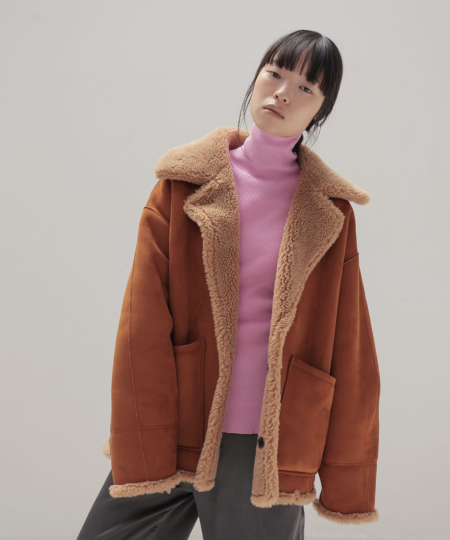 cutout rib turtleneck pull