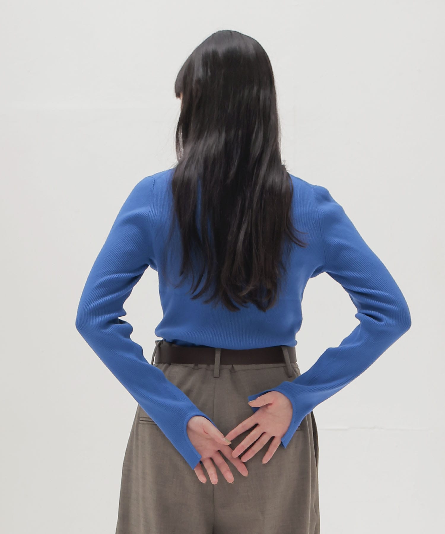 cutout rib turtleneck pull