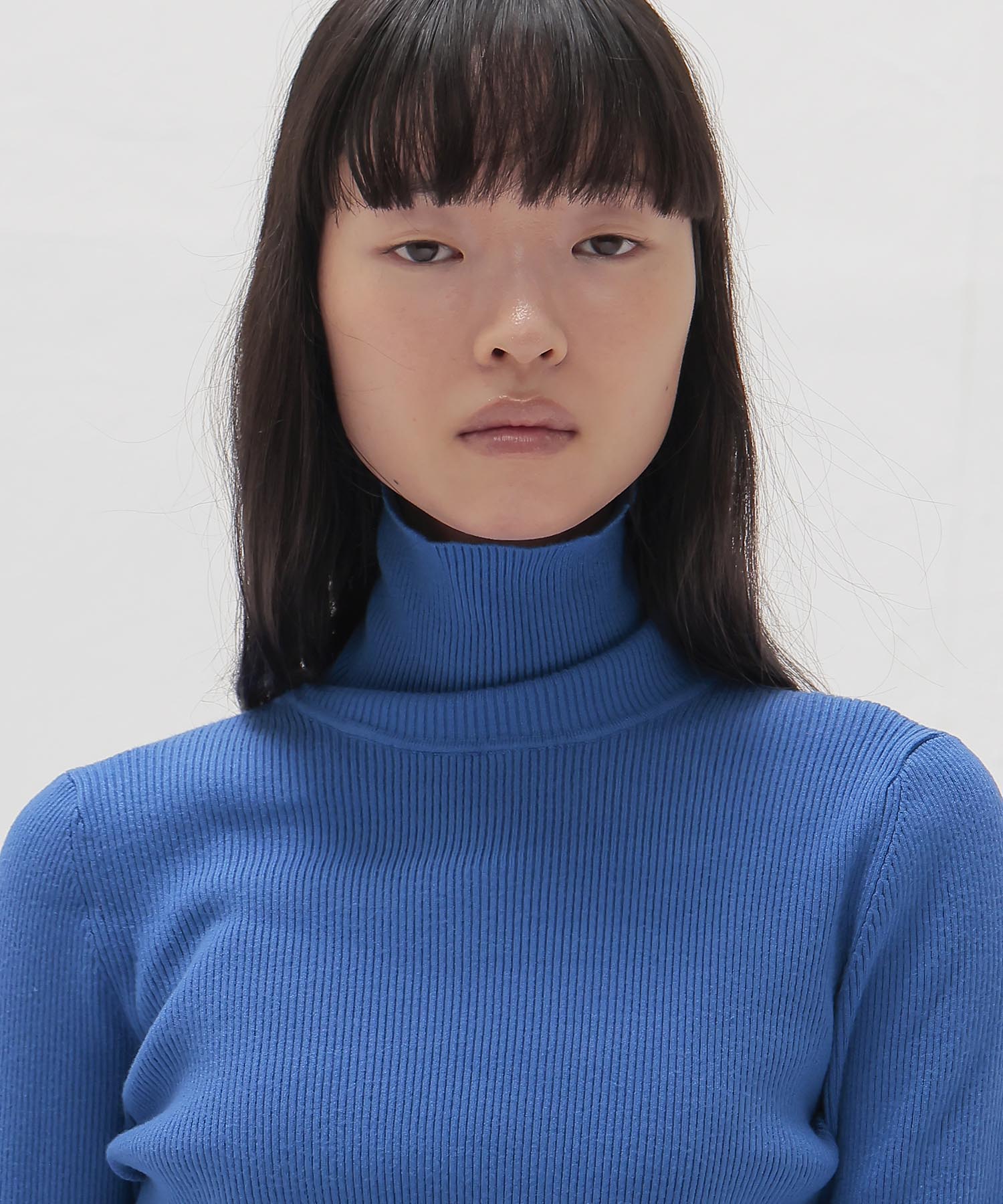 cutout rib turtleneck pull