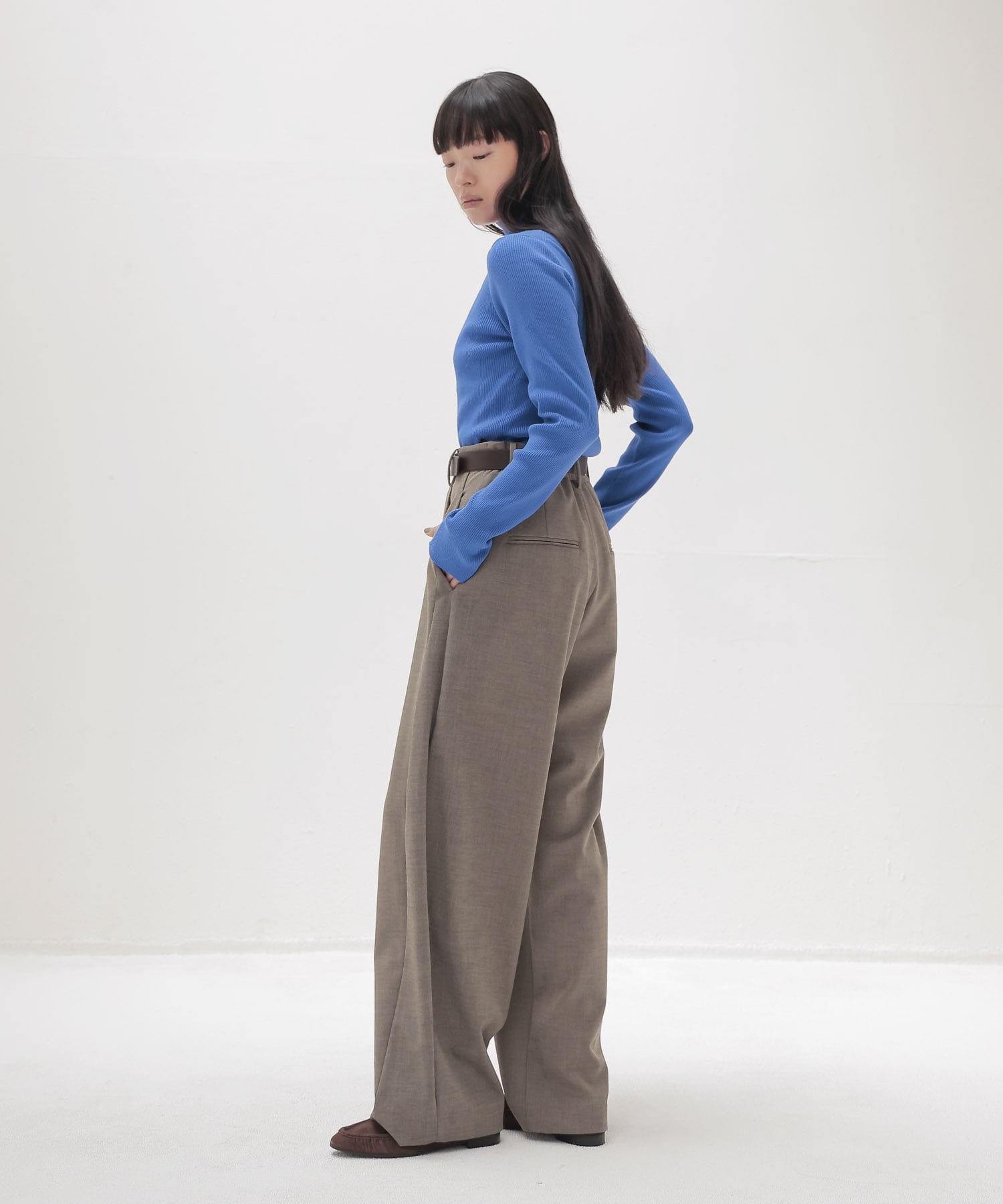 cutout rib turtleneck pull