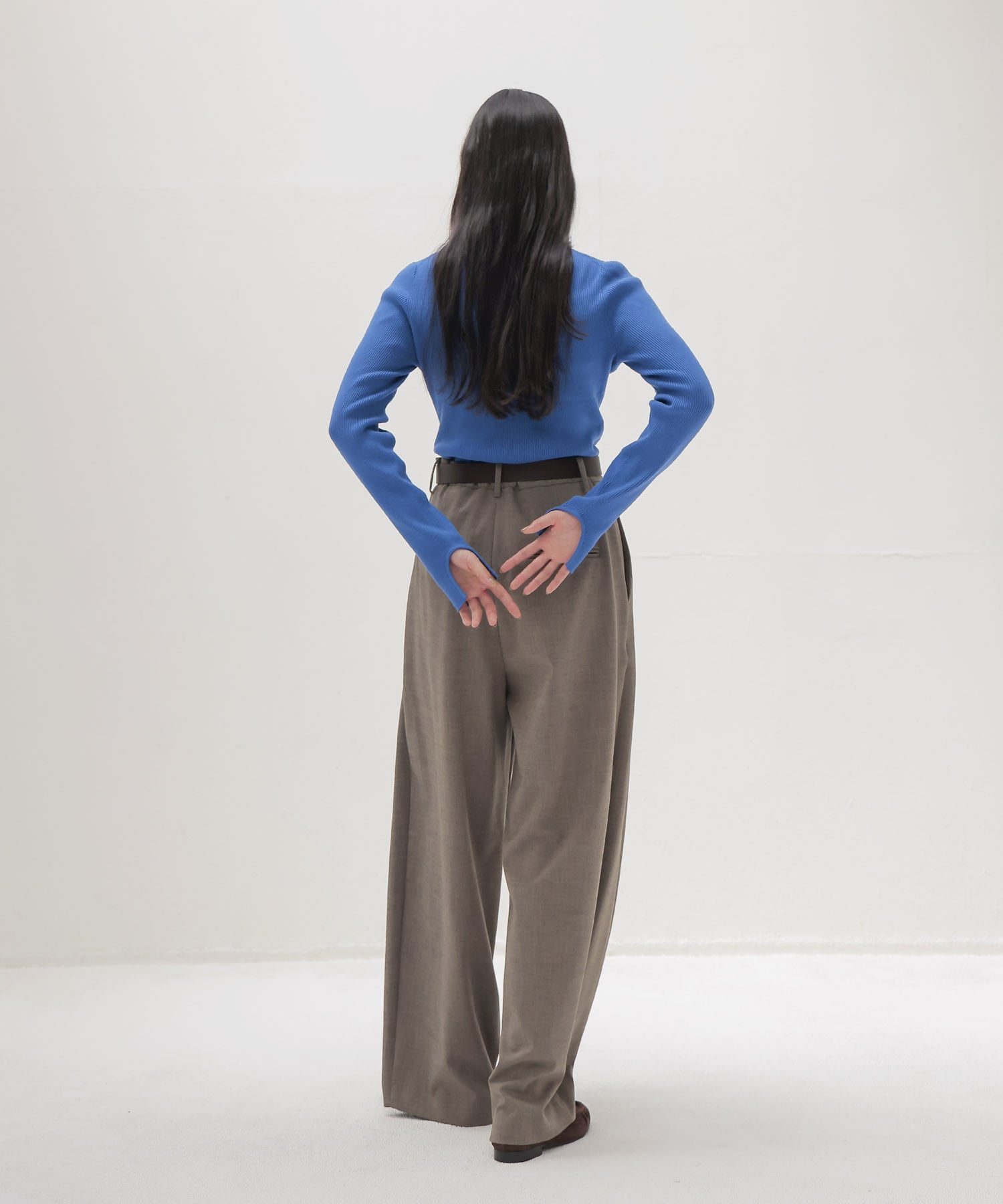 cutout rib turtleneck pull