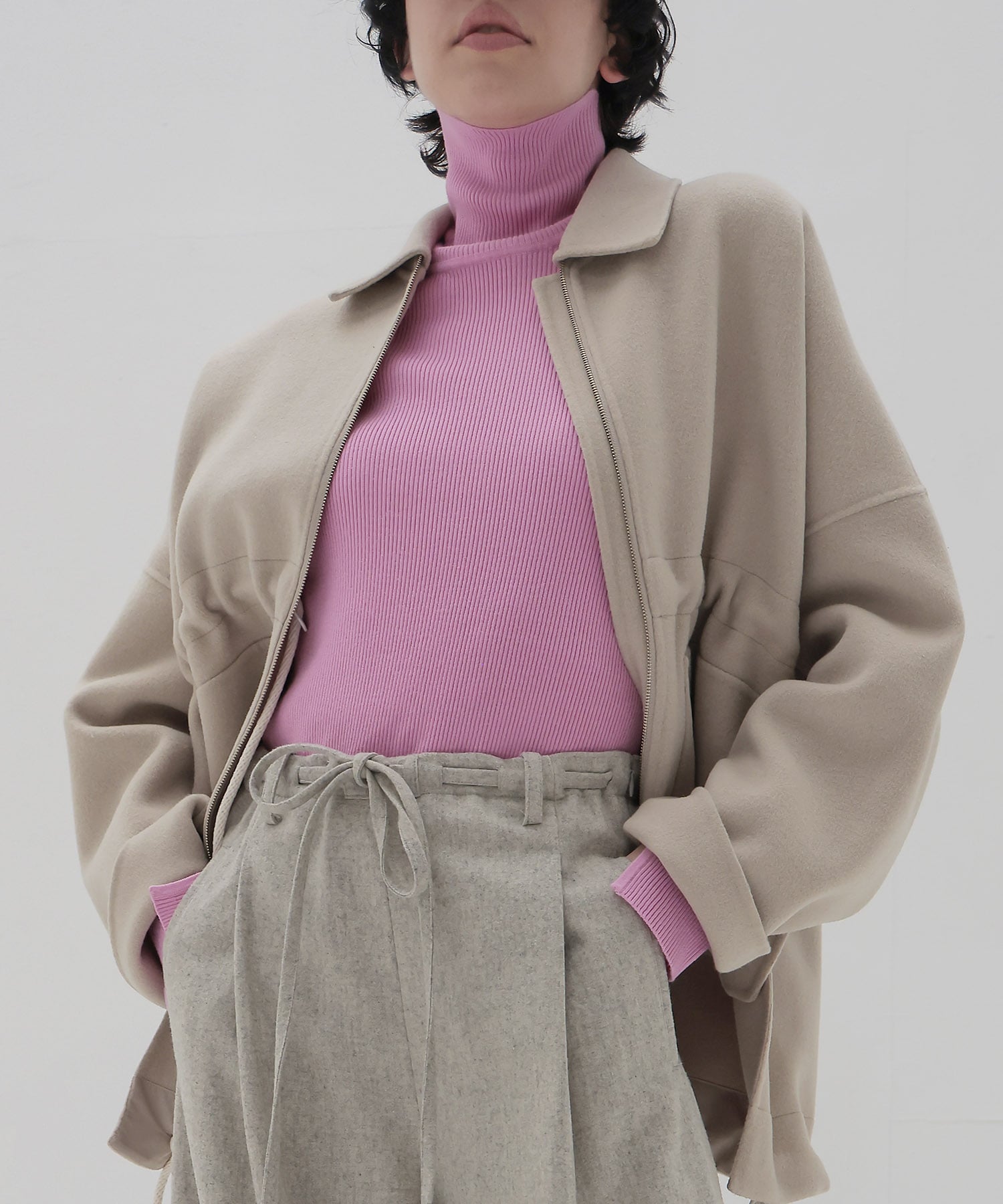 cutout rib turtleneck pull