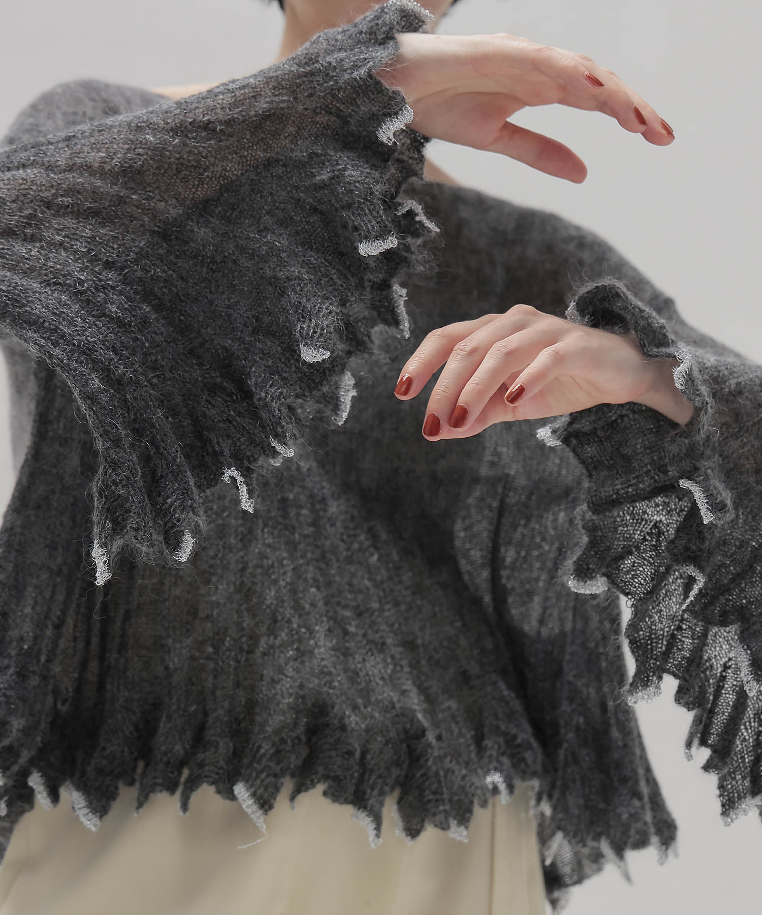 sheer mohair petal knit
