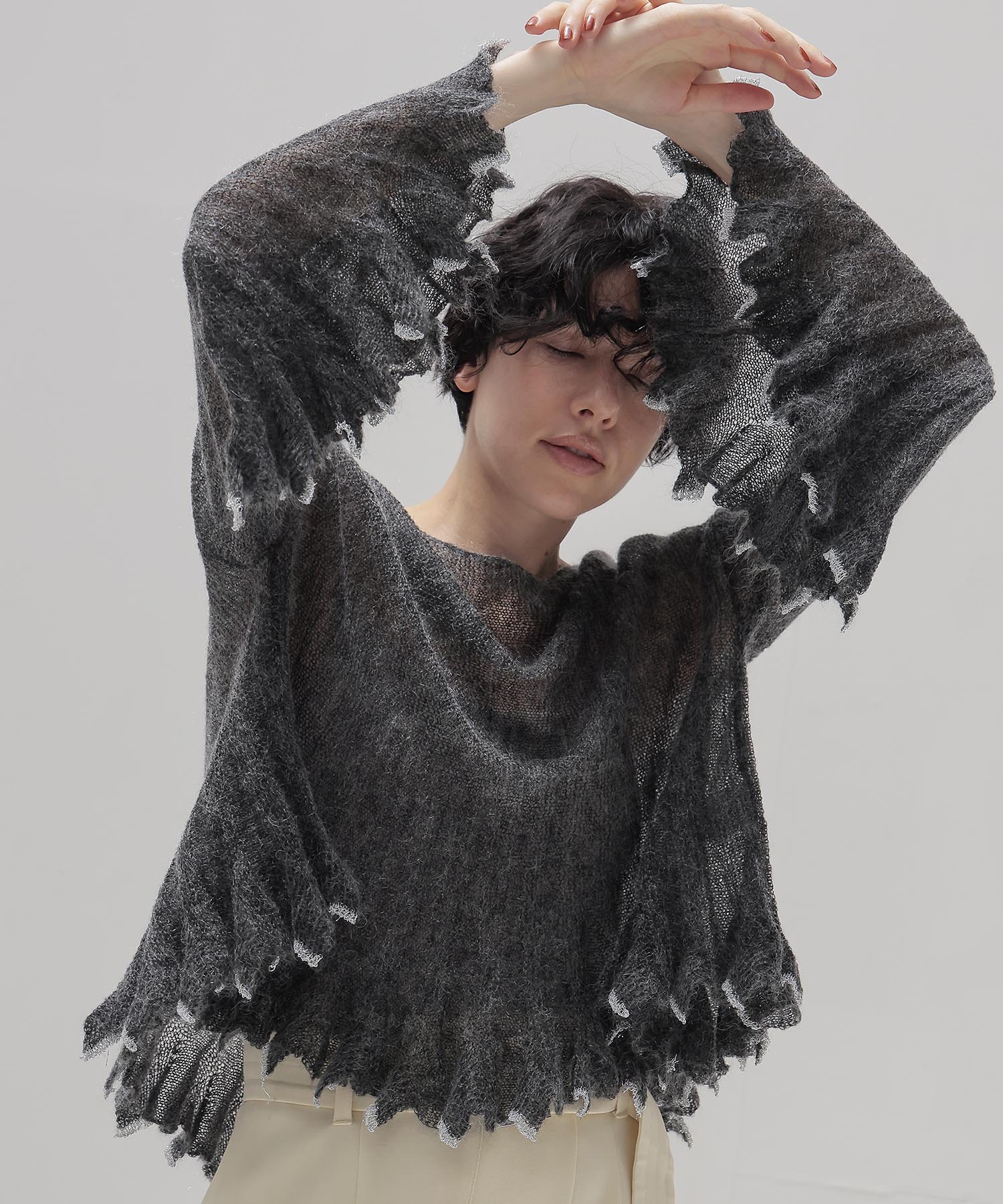 sheer mohair petal knit
