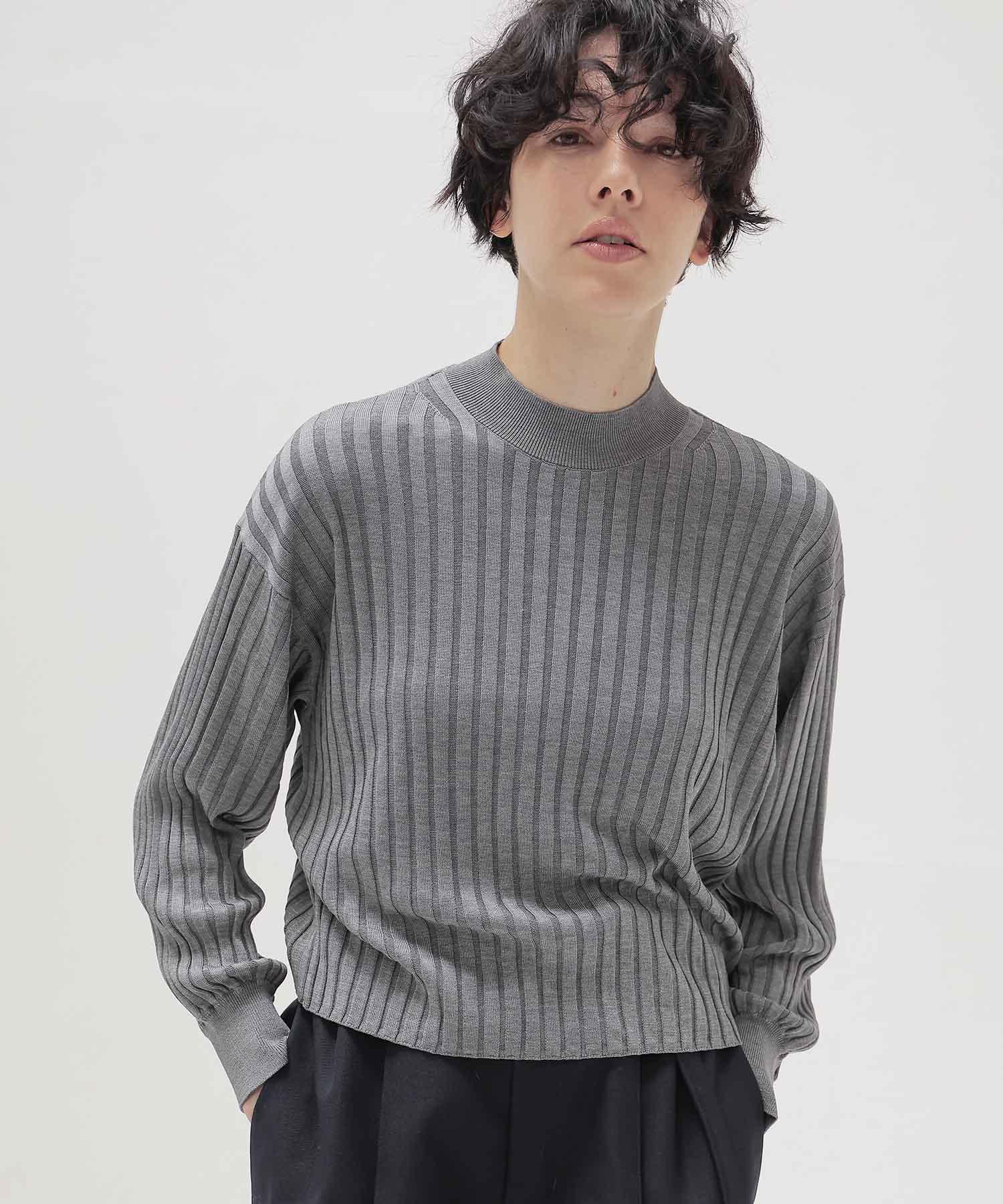 high twist silk wide rib pullover