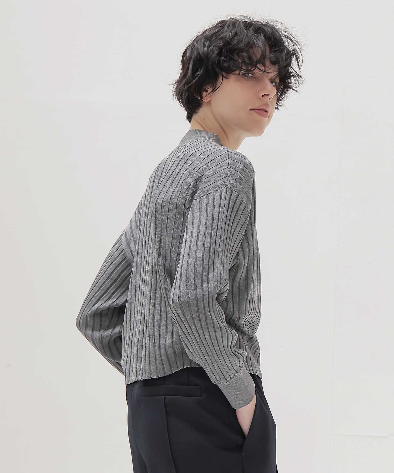 high twist silk wide rib pullover