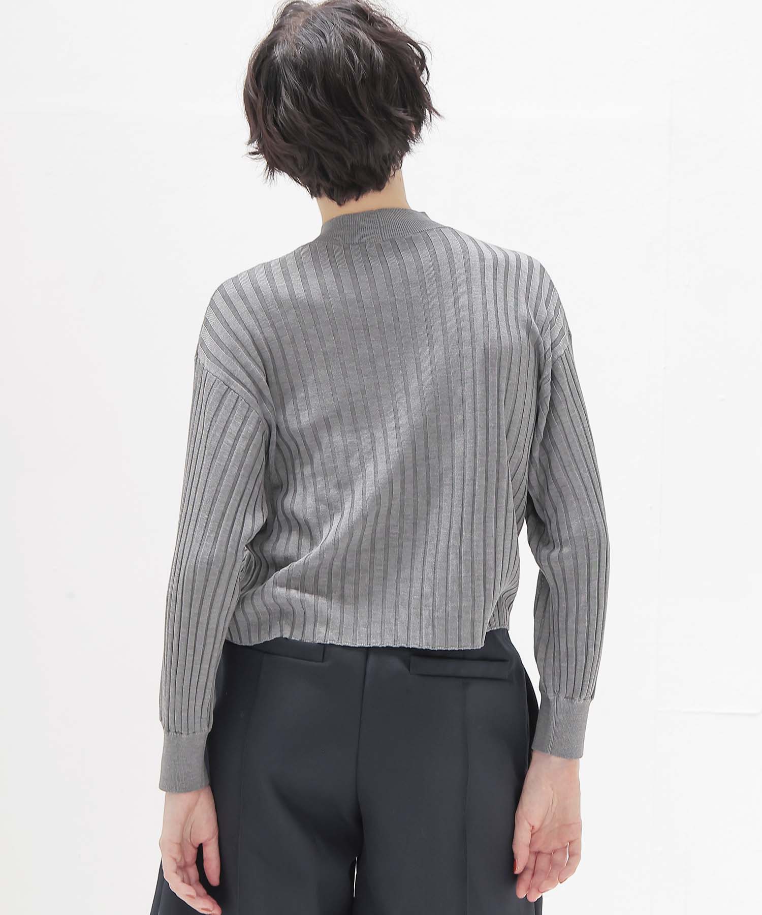 high twist silk wide rib pullover