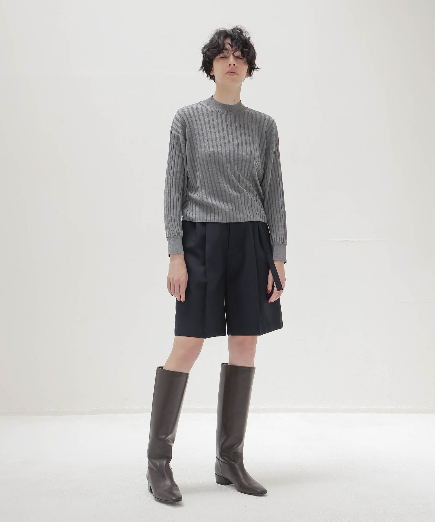 high twist silk wide rib pullover