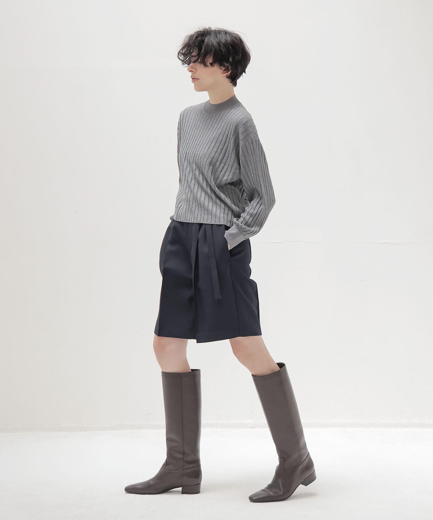 high twist silk wide rib pullover