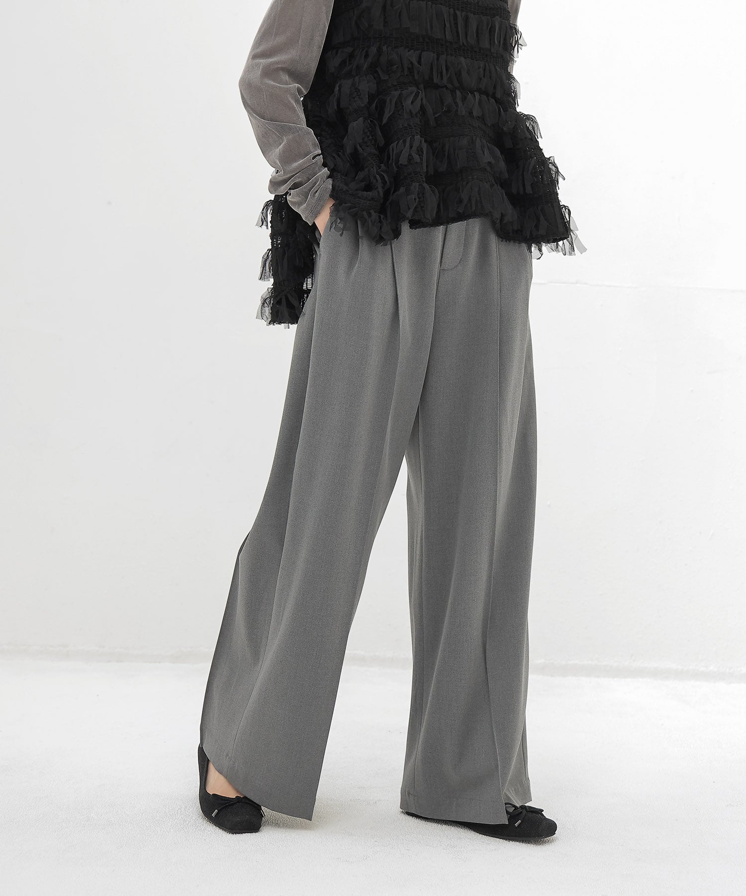 back brush 2tuck trousers