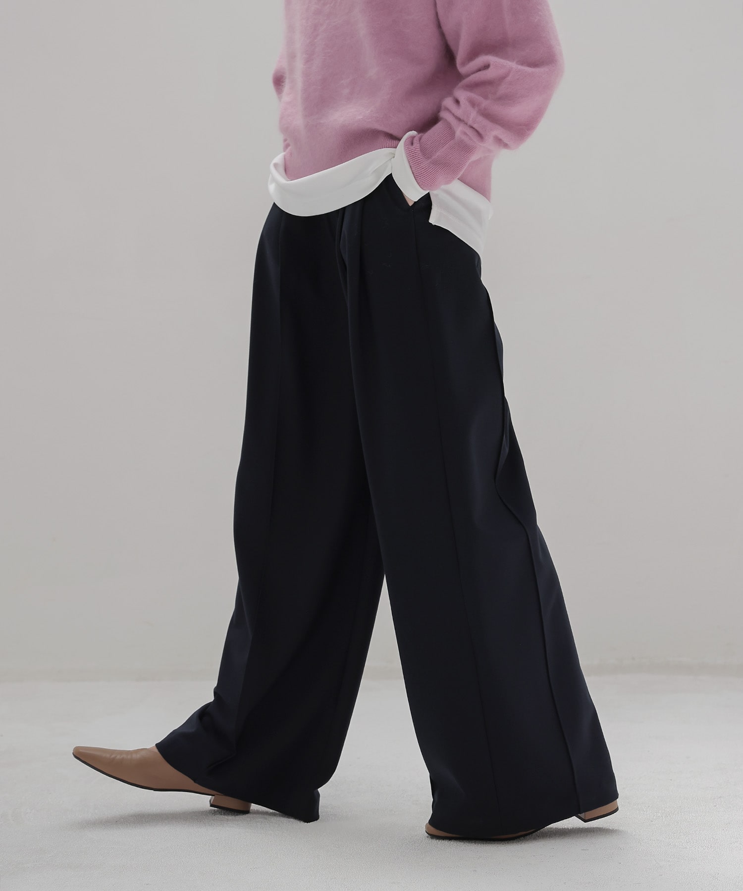 back brush 2tuck trousers