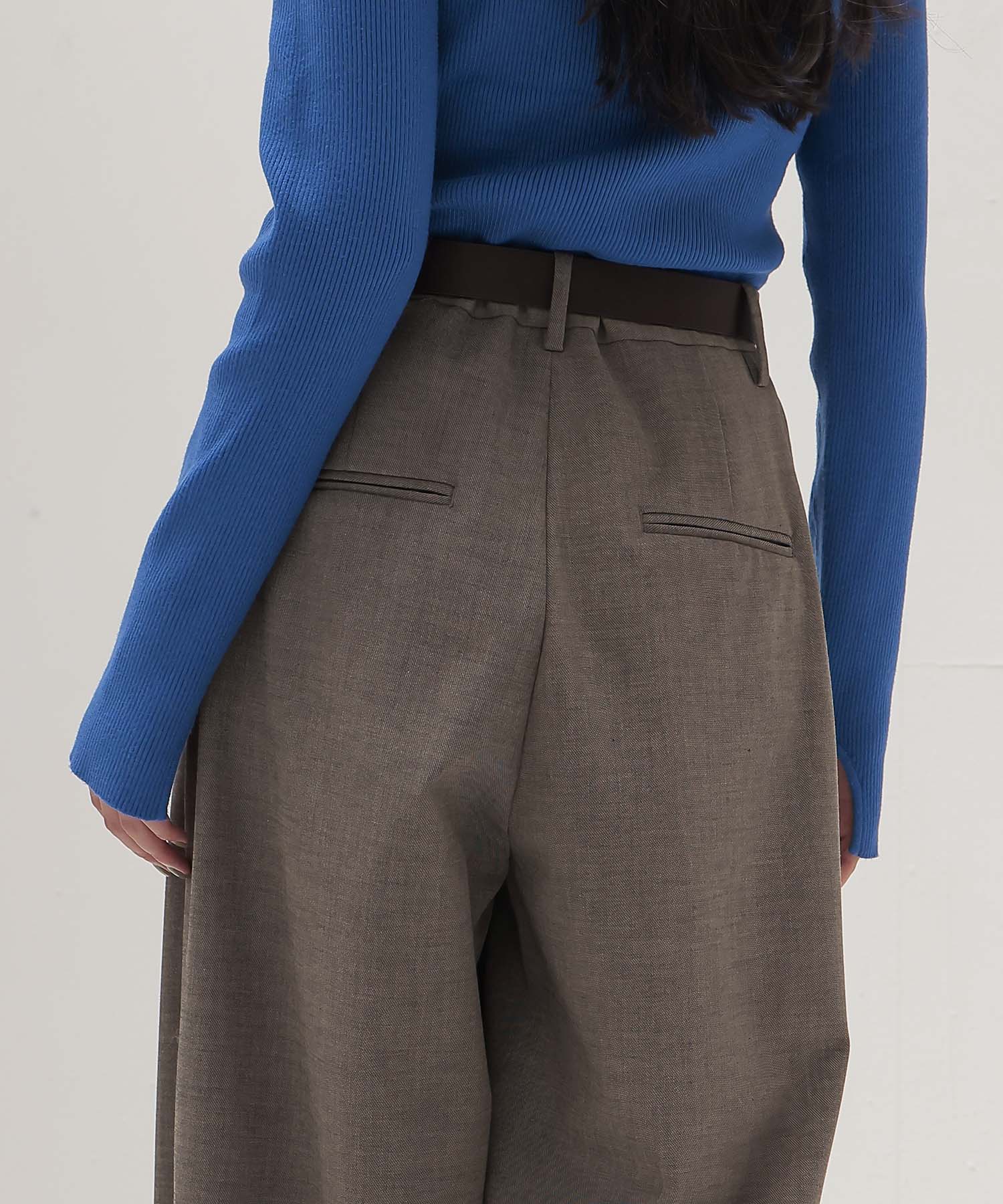 twill woven barrel one tuck pants