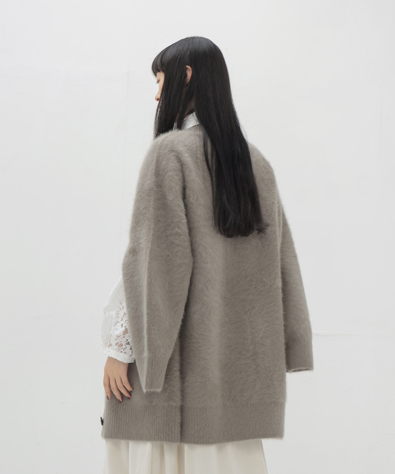 fox cashmere slit sleeve cardigan