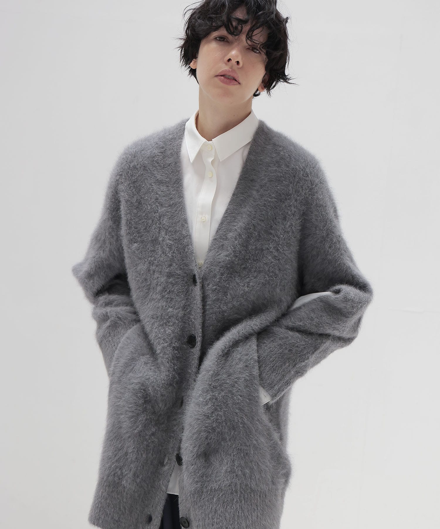 【先行販売】fox cashmere slit sleeve cardigan