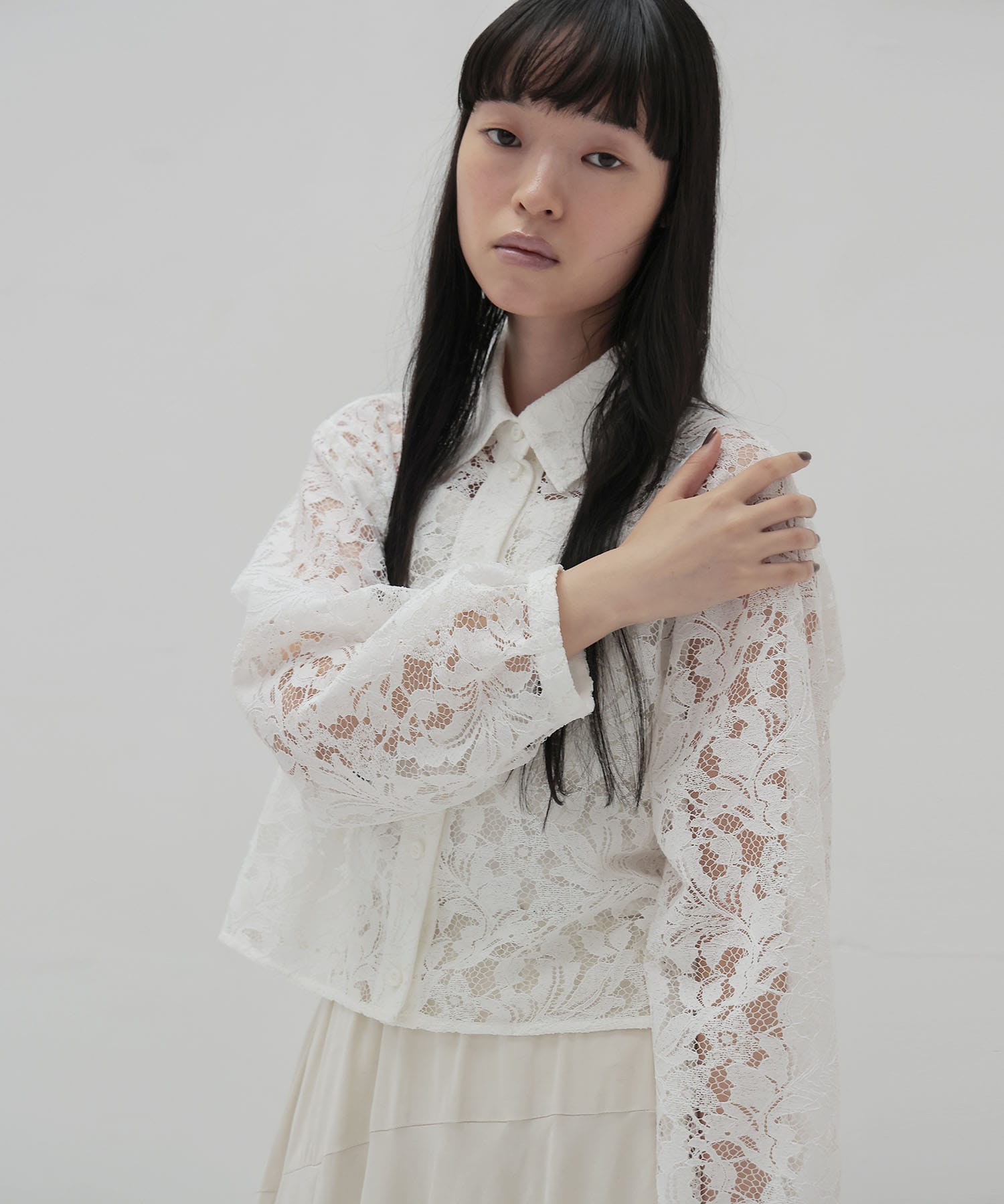 flower lace short blouse