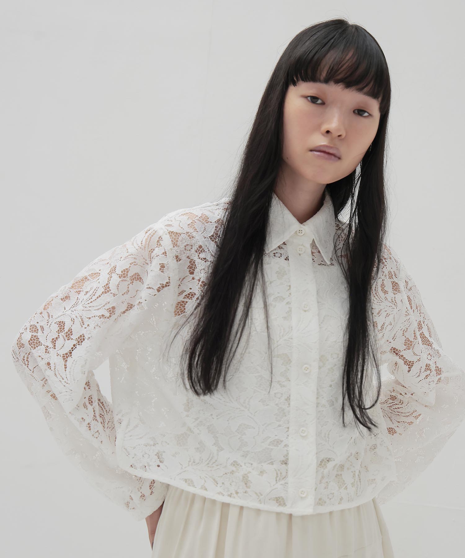 flower lace short blouse