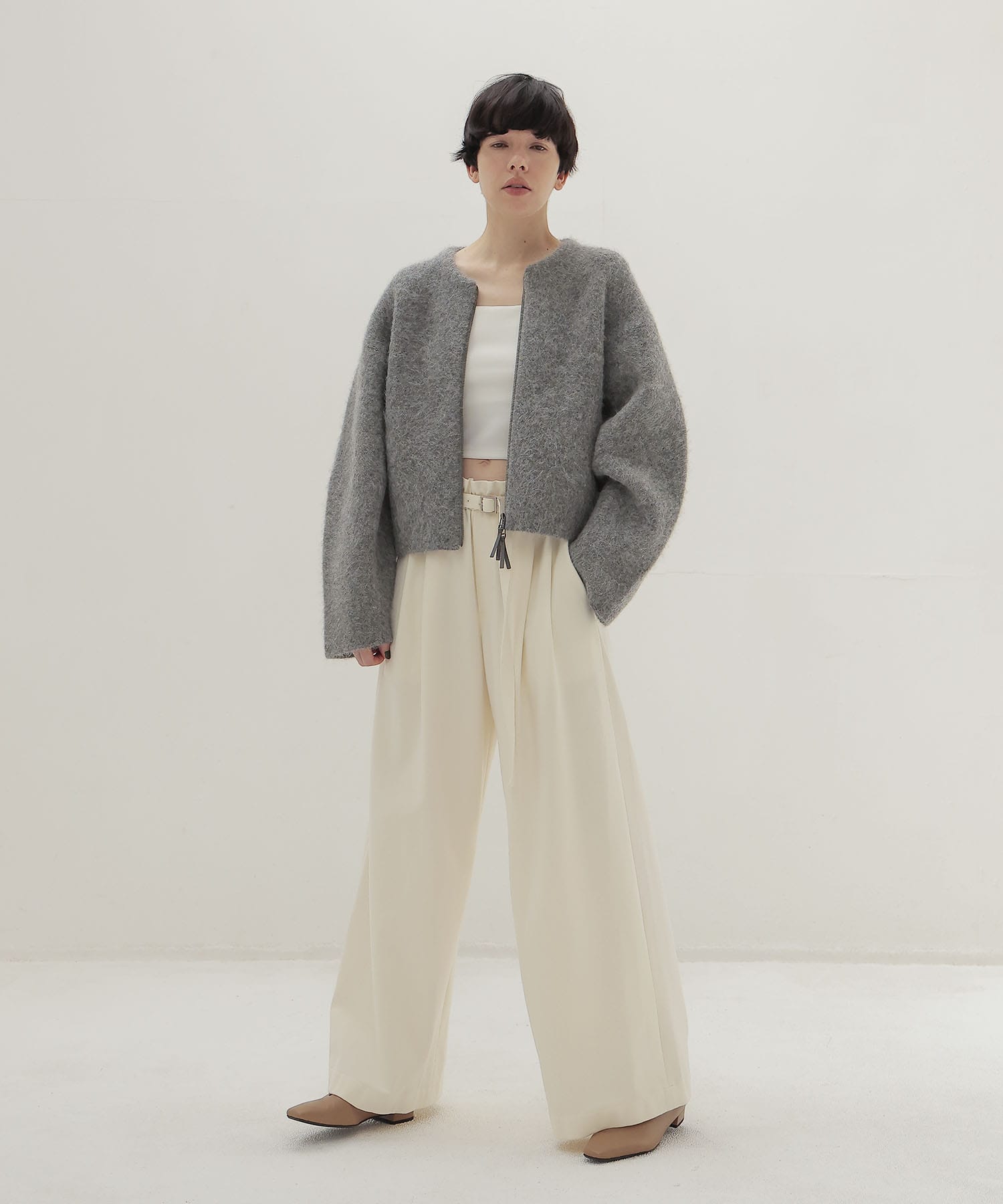 w brush waist gather pants