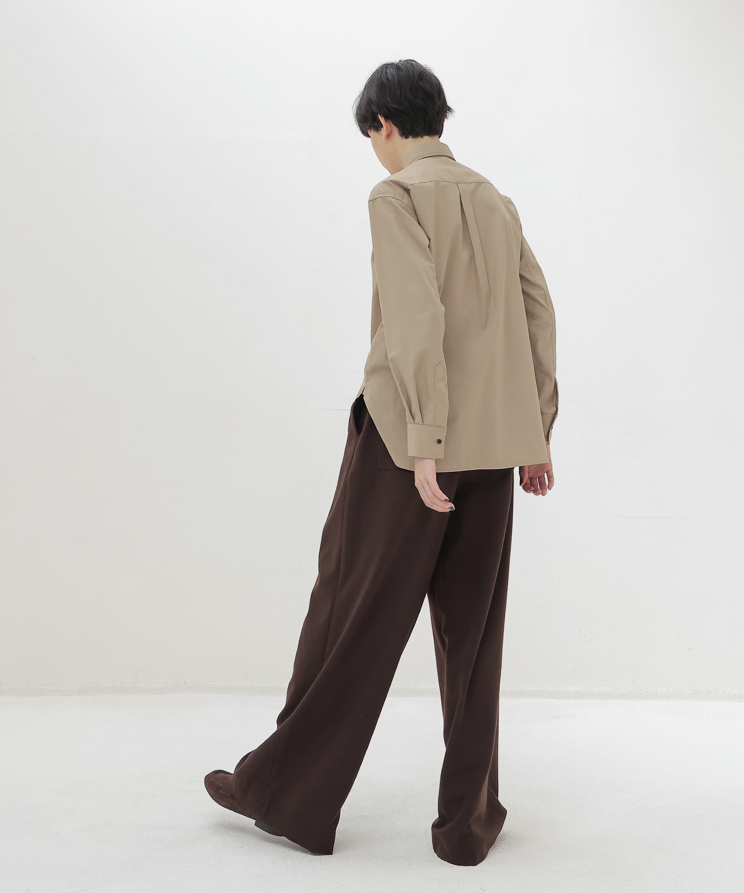 w brush waist gather pants