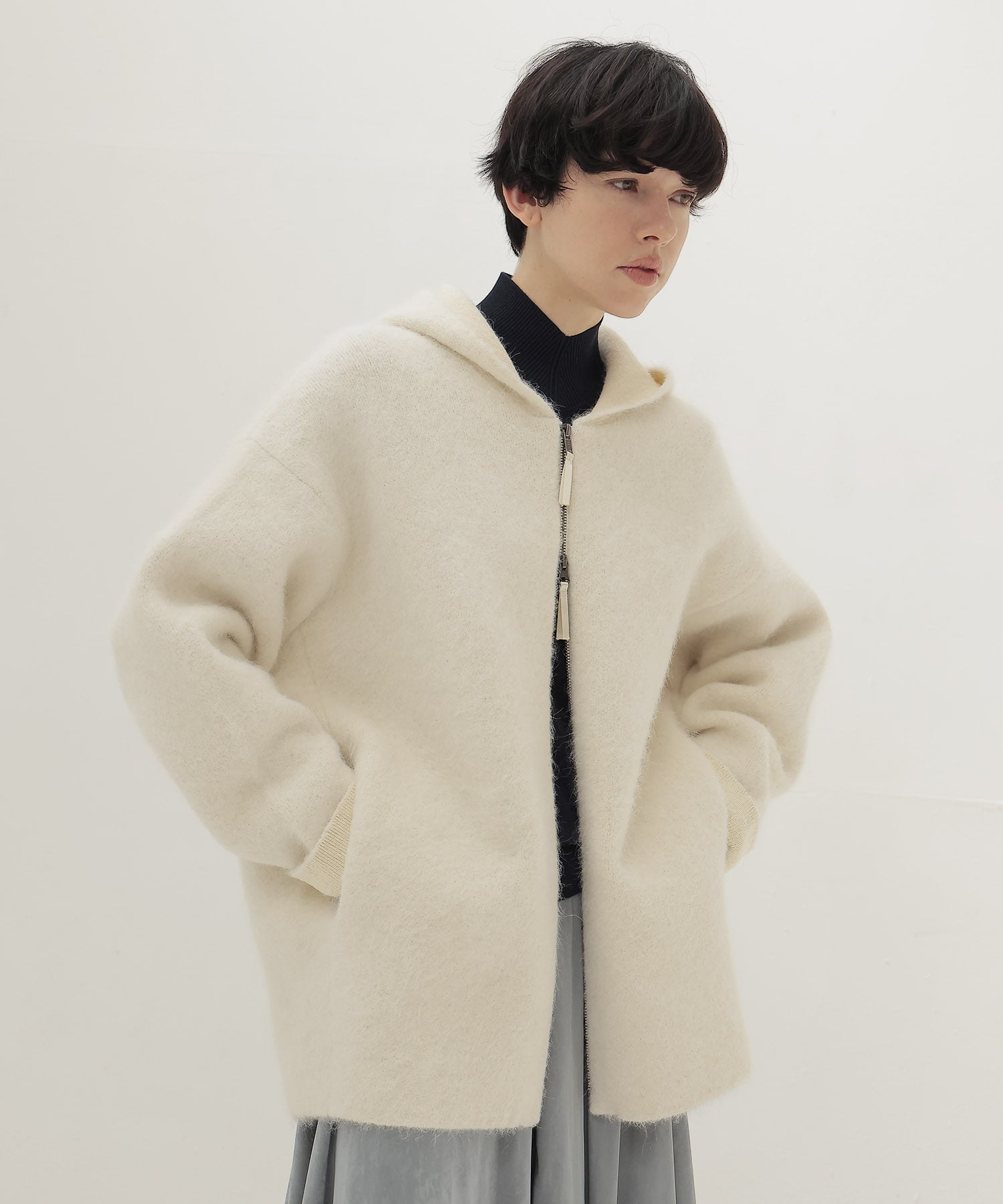 alpaca shaggy zip hoodie