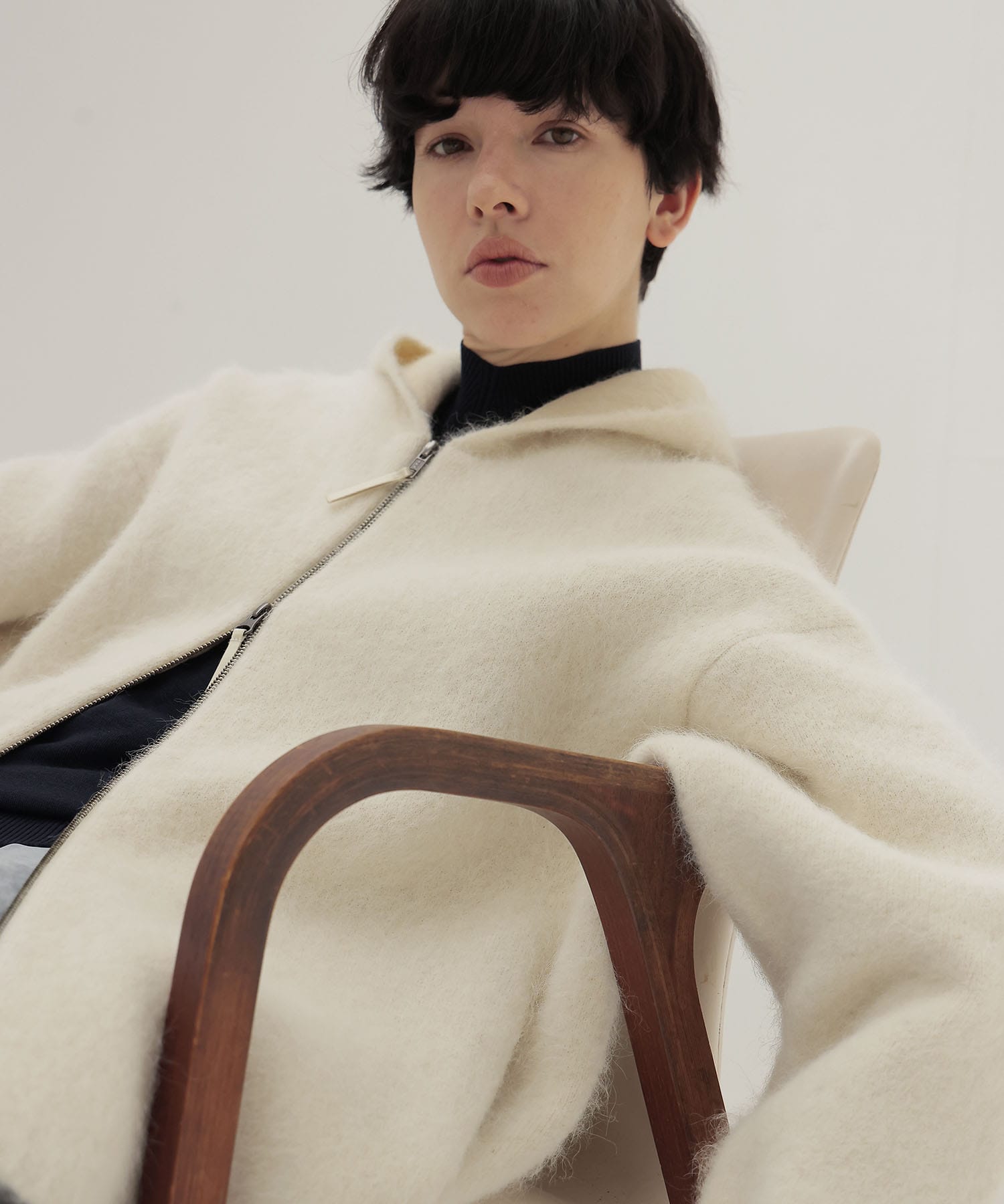 alpaca shaggy zip hoodie