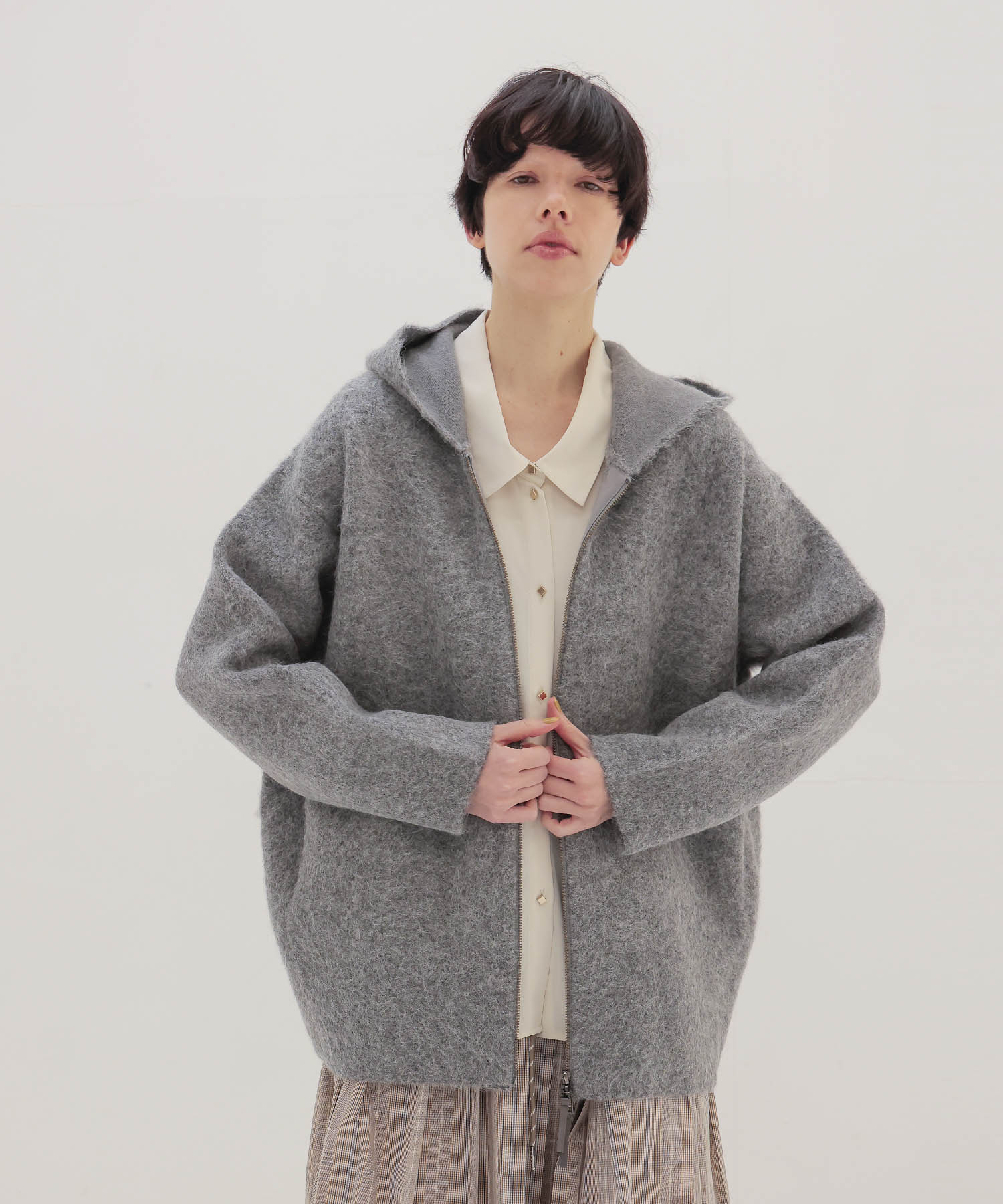 alpaca shaggy zip hoodie