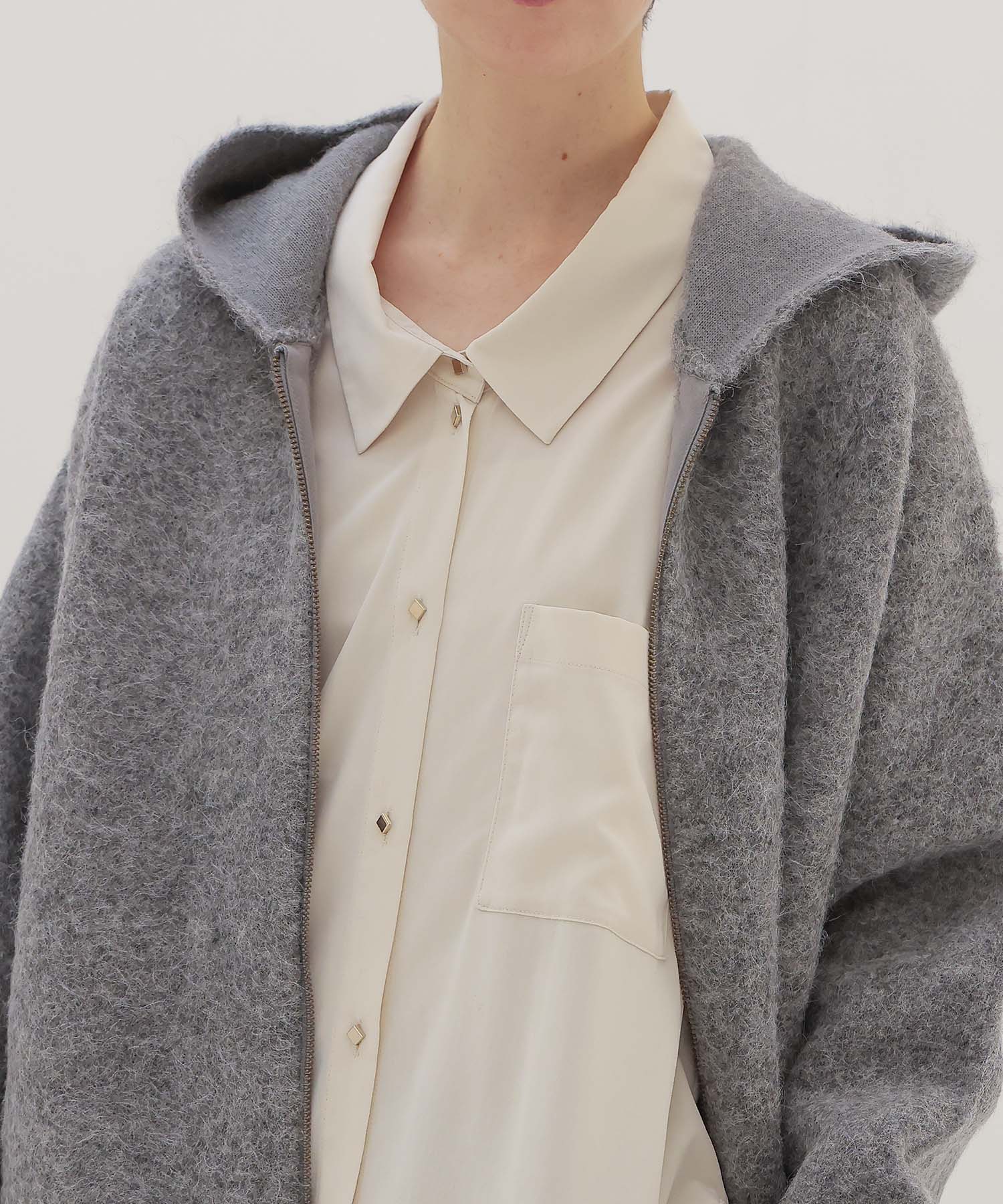 alpaca shaggy zip hoodie