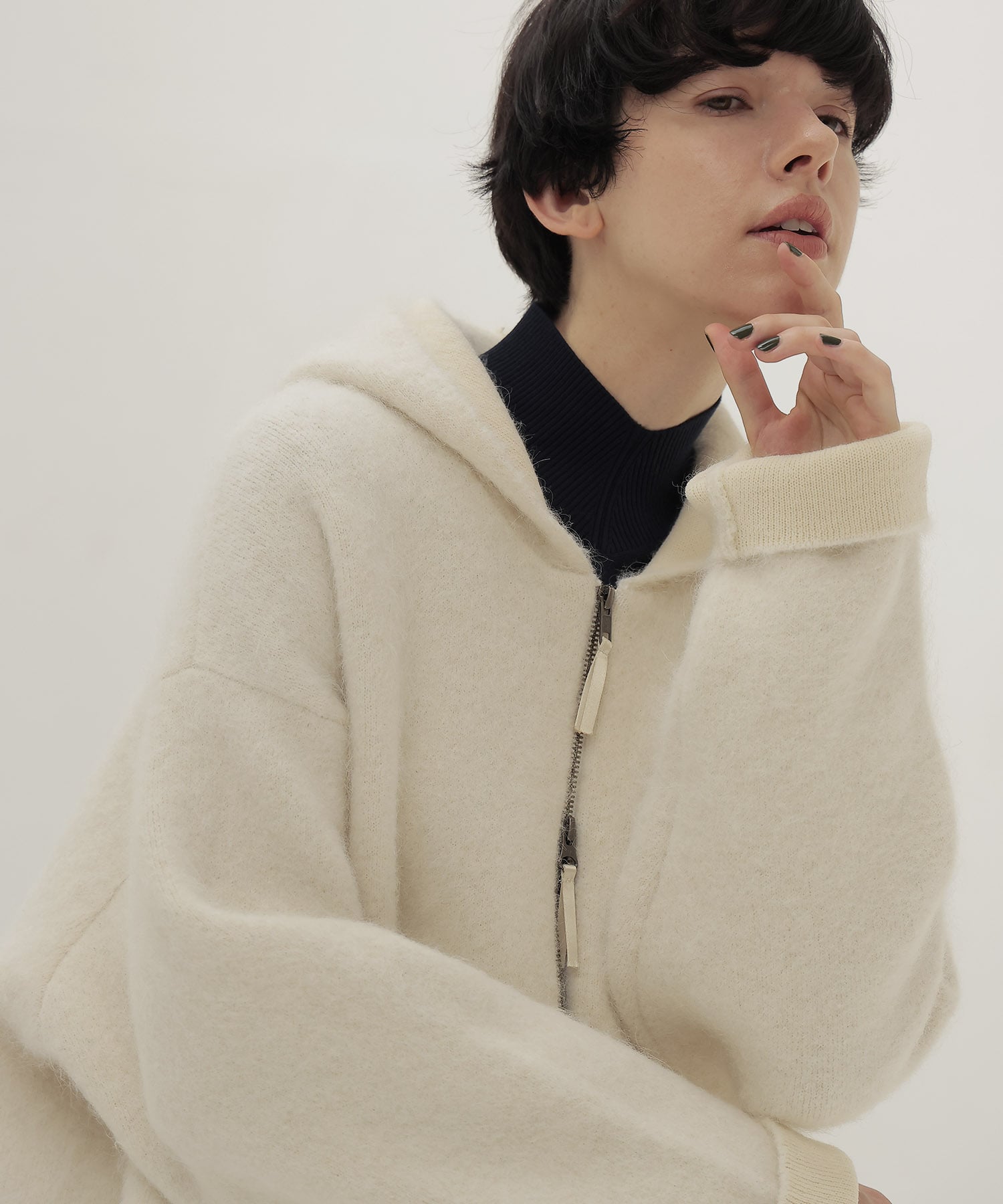 alpaca shaggy zip hoodie