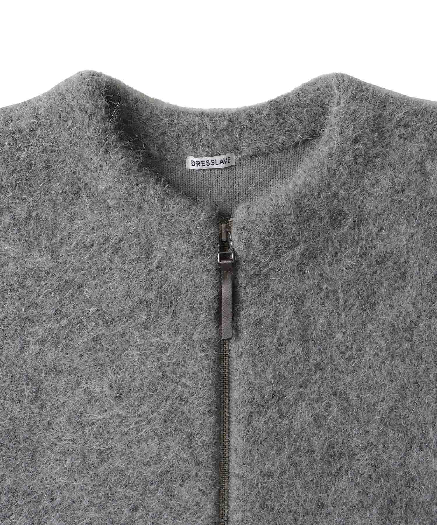 alpaca shaggy short zip jacket