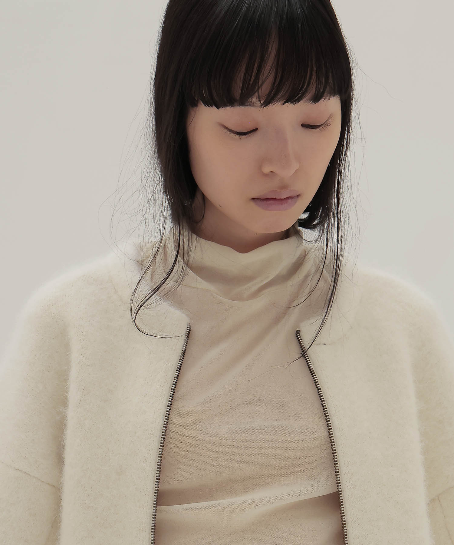 alpaca shaggy short zip jacket