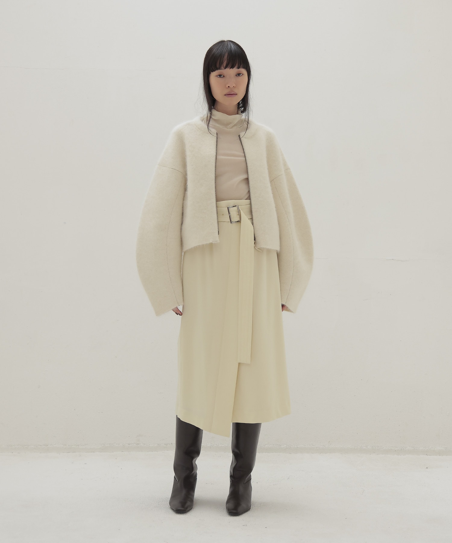 alpaca shaggy short zip jacket
