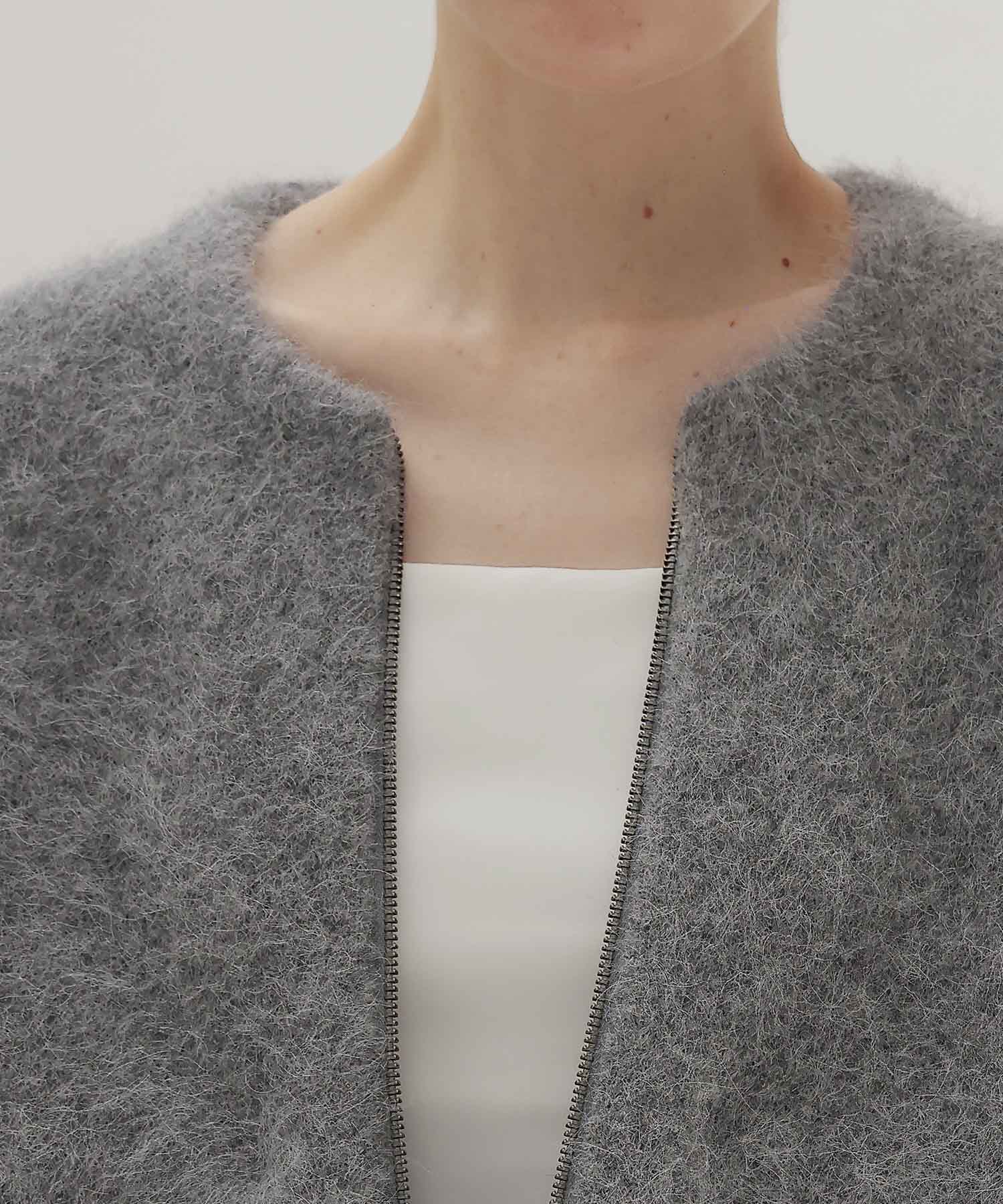 alpaca shaggy short zip jacket