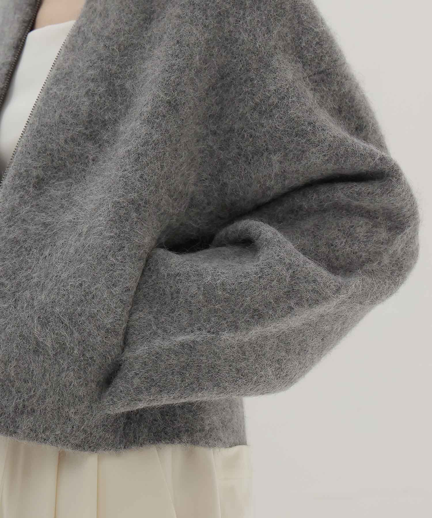 alpaca shaggy short zip jacket