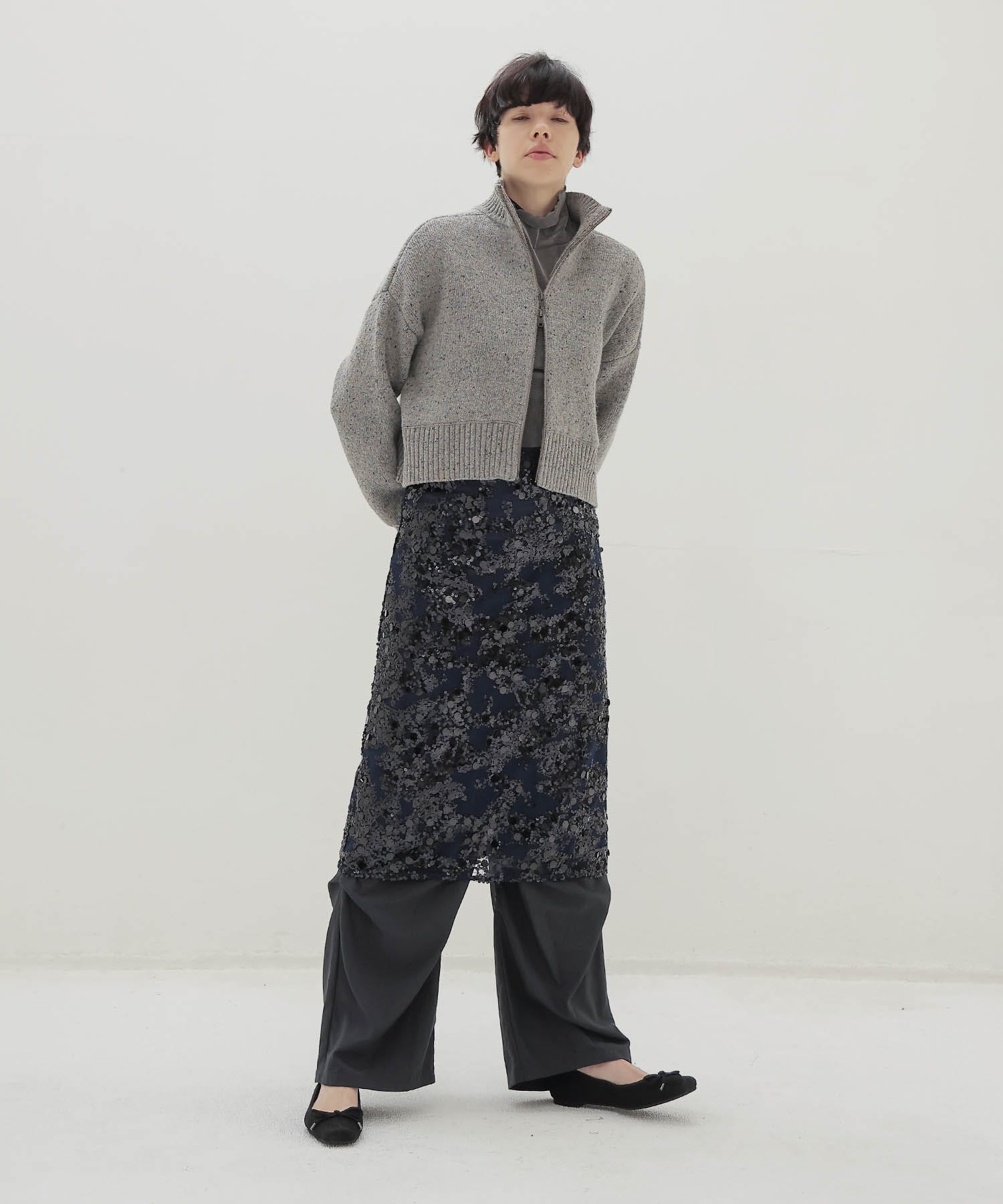 color grain turtleneck short pull