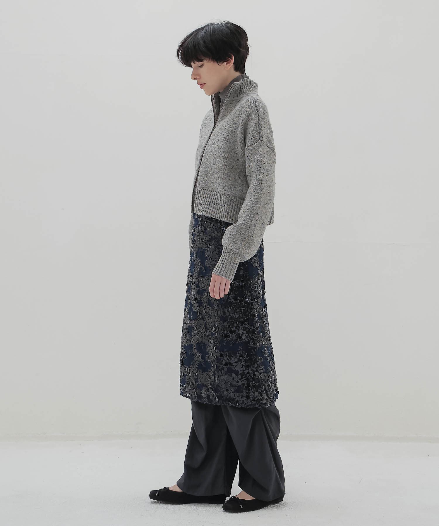 color grain turtleneck short pull