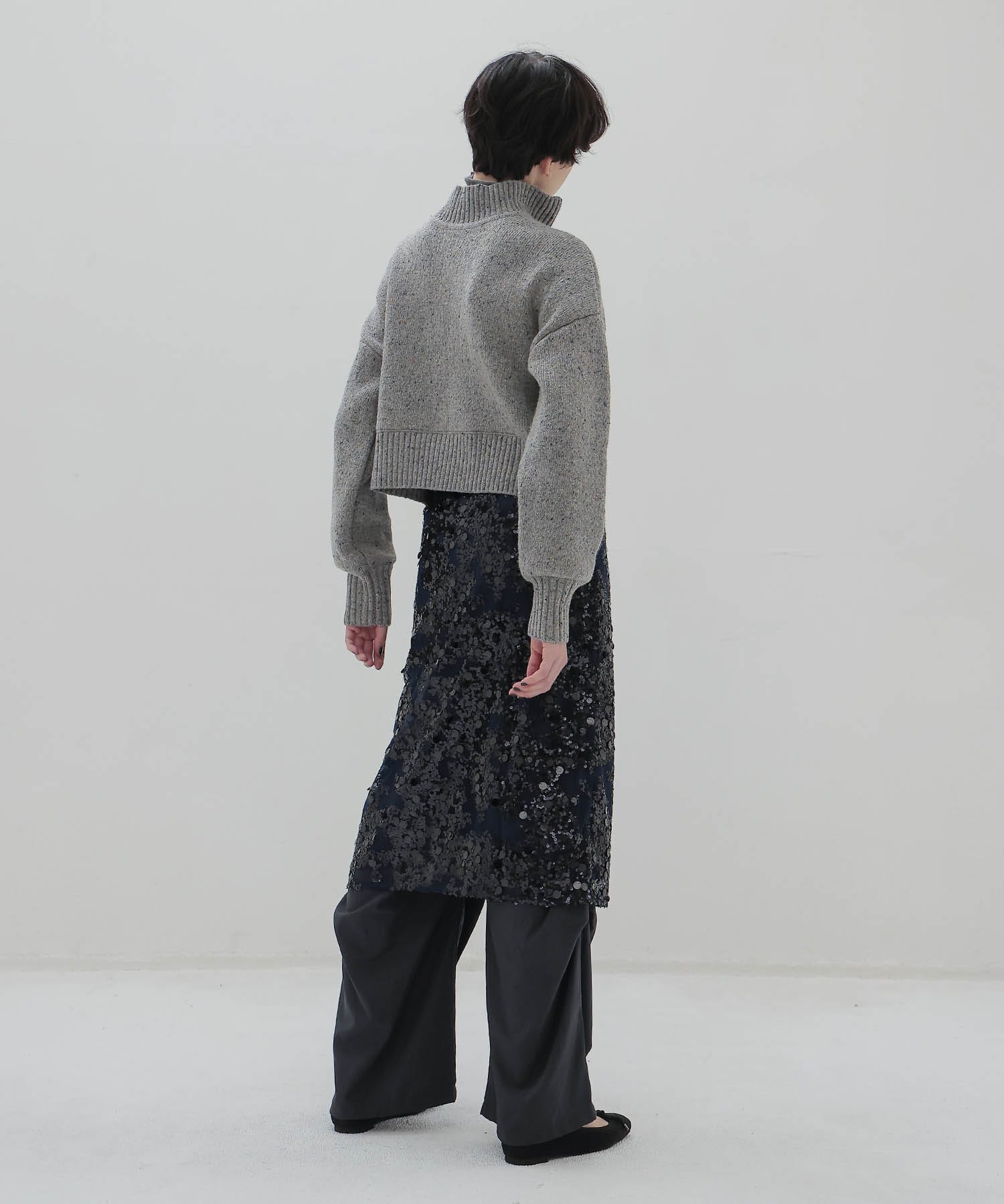 color grain turtleneck short pull