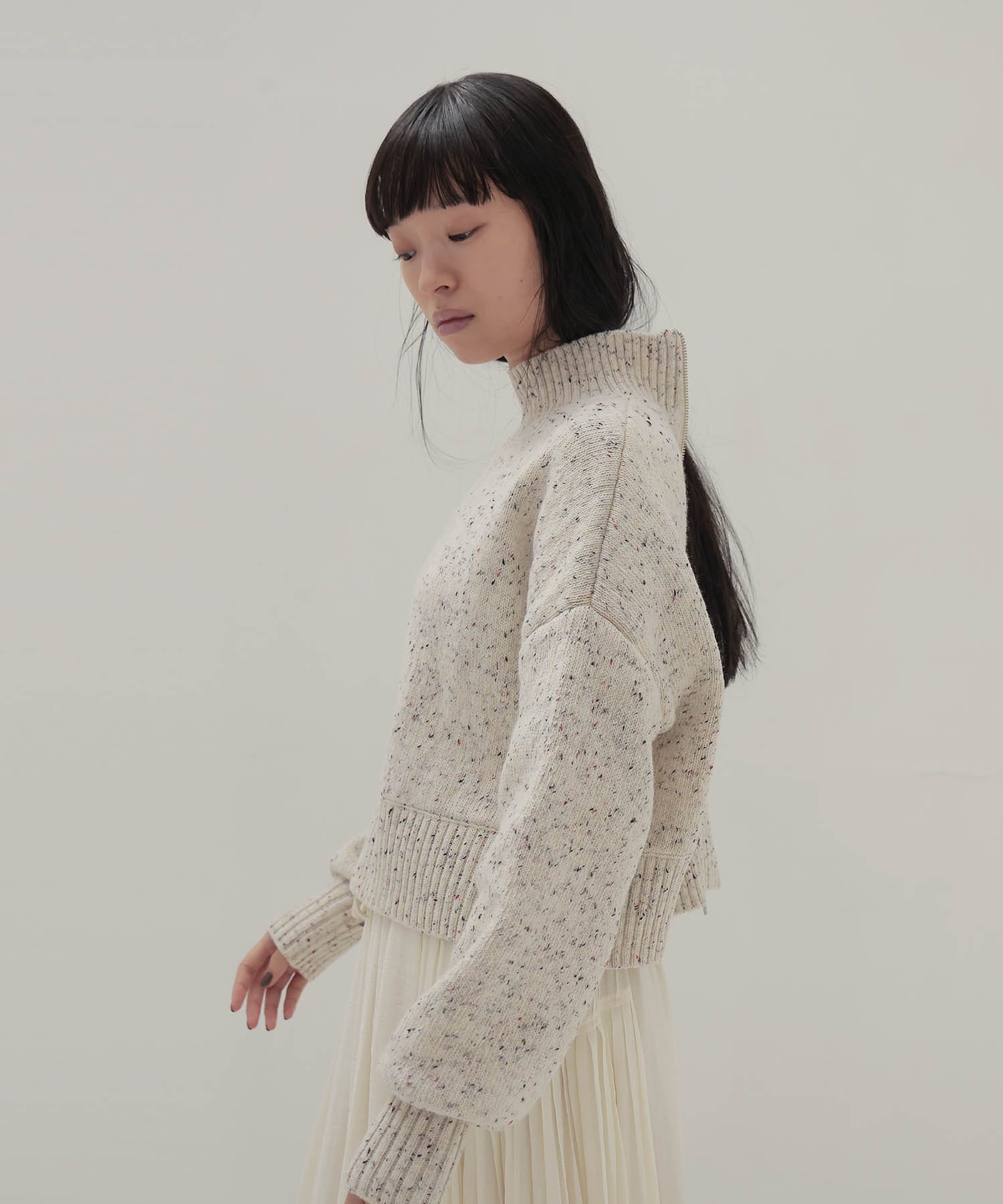 color grain turtleneck short pull