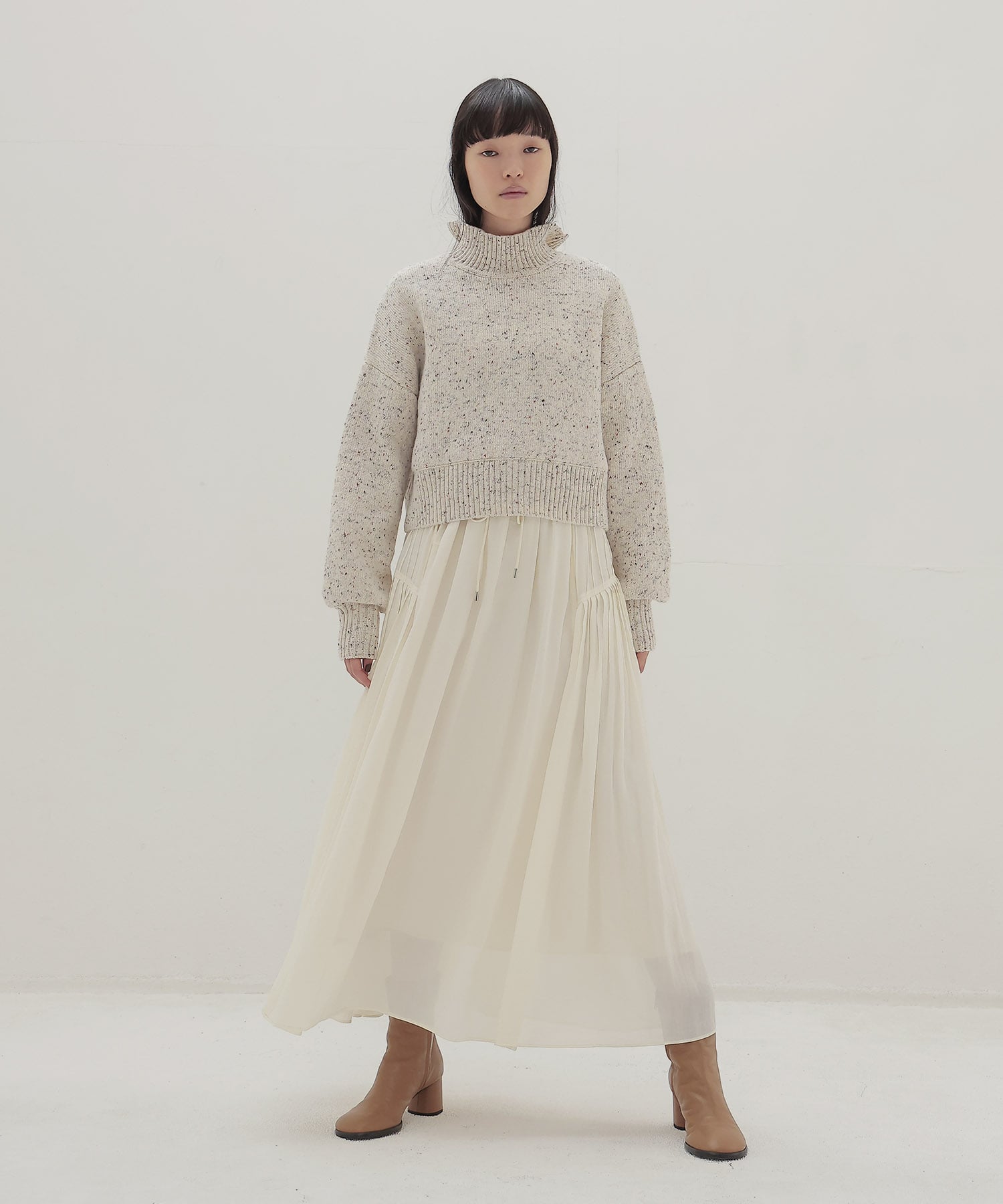color grain turtleneck short pull