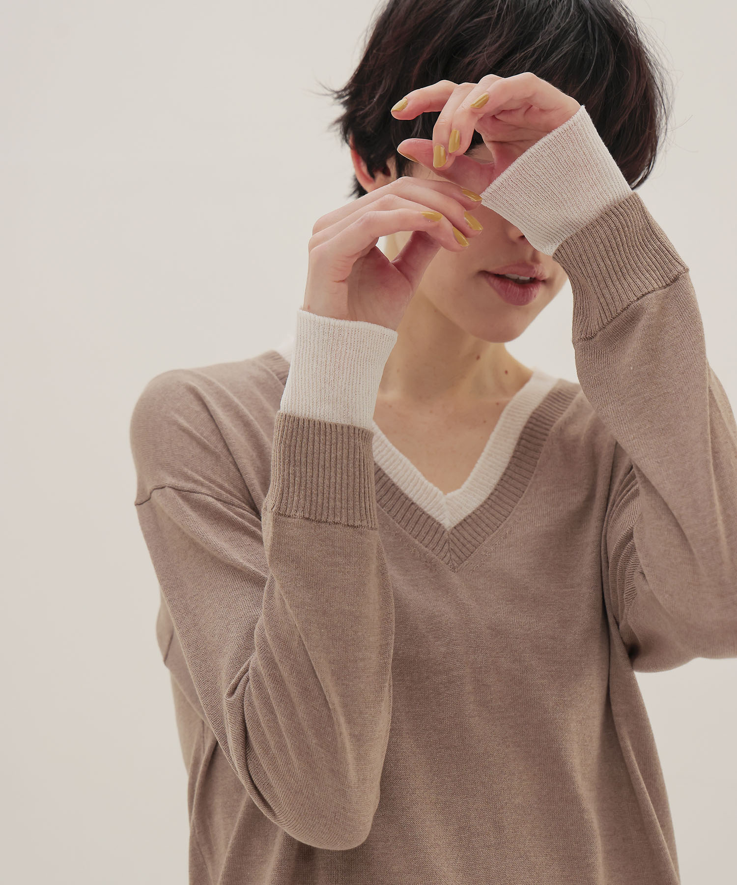 layered V neck pullover