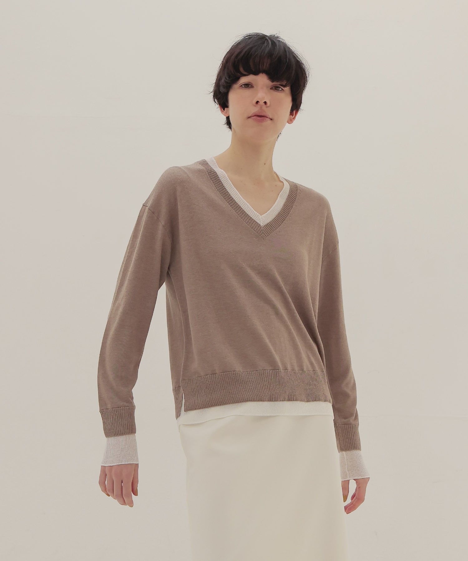 layered V neck pullover