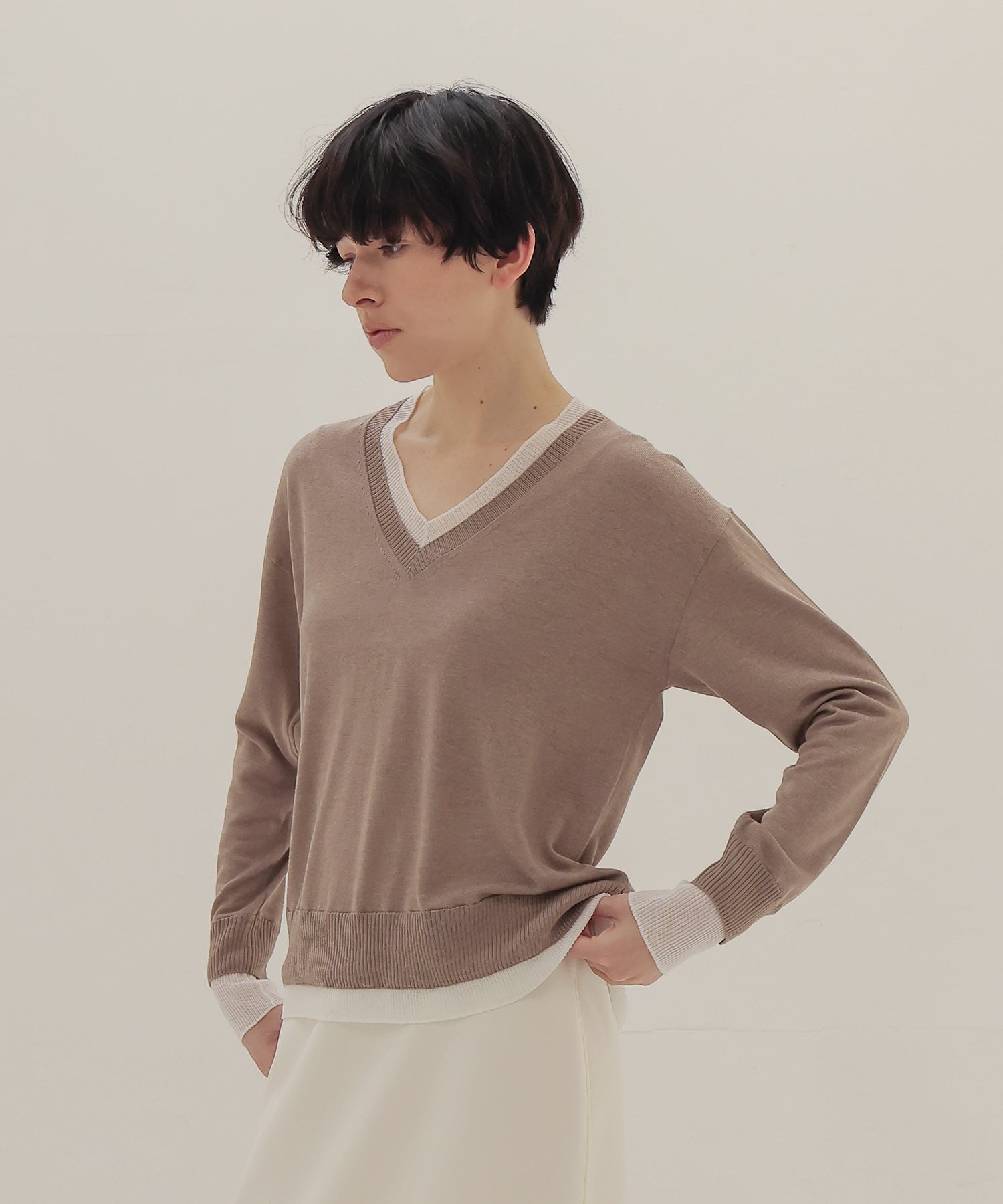 layered V neck pullover