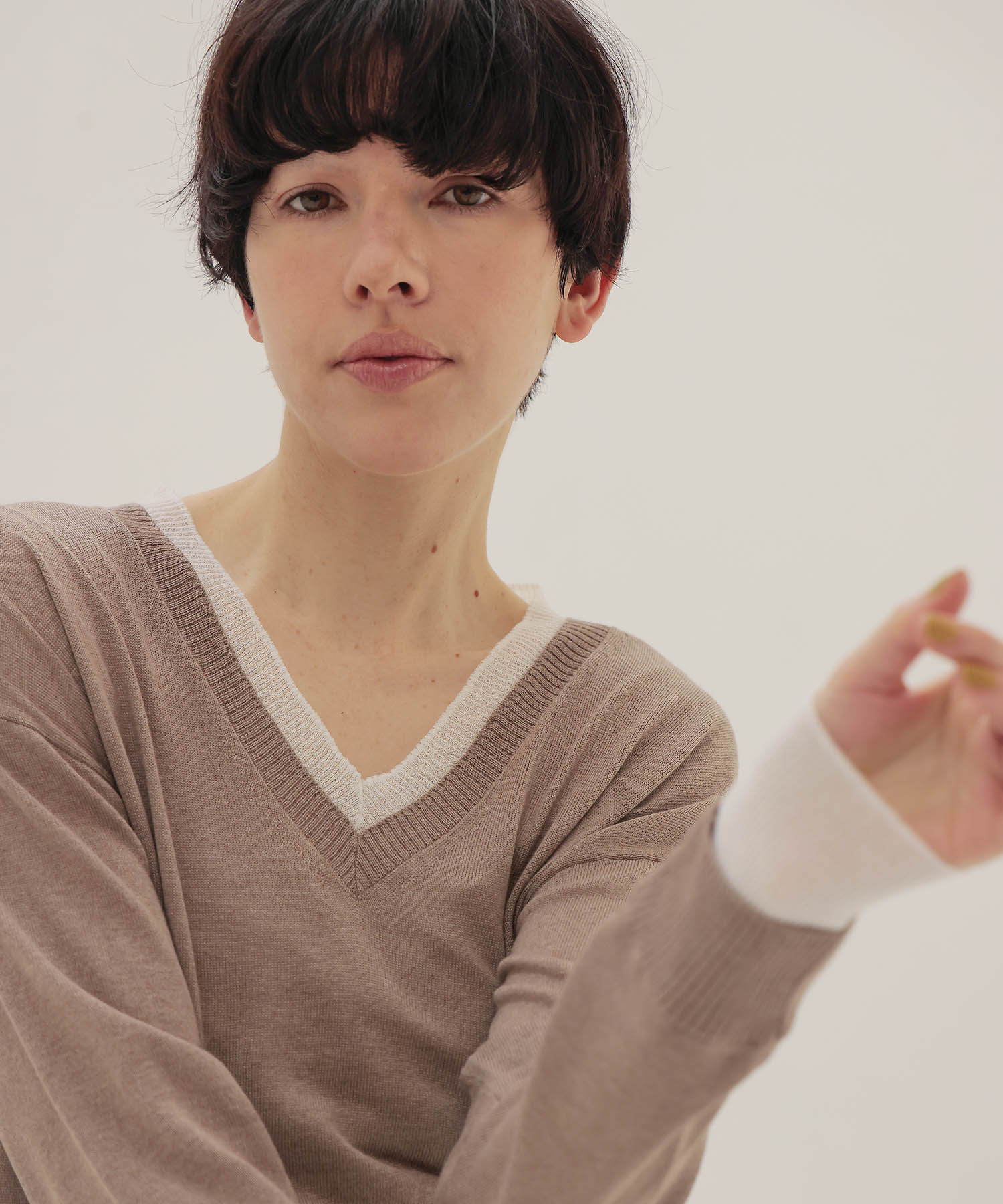 layered V neck pullover